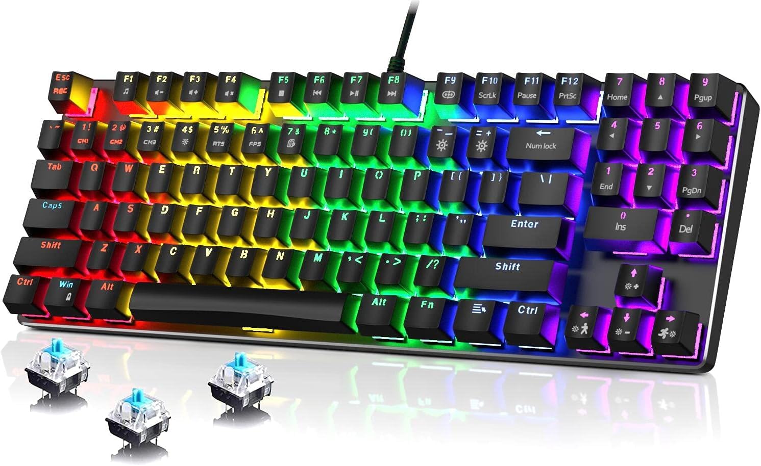 Teclado mecânico RGB para jogos Teclado mecânico para jogos, teclado mecânico compacto de 89