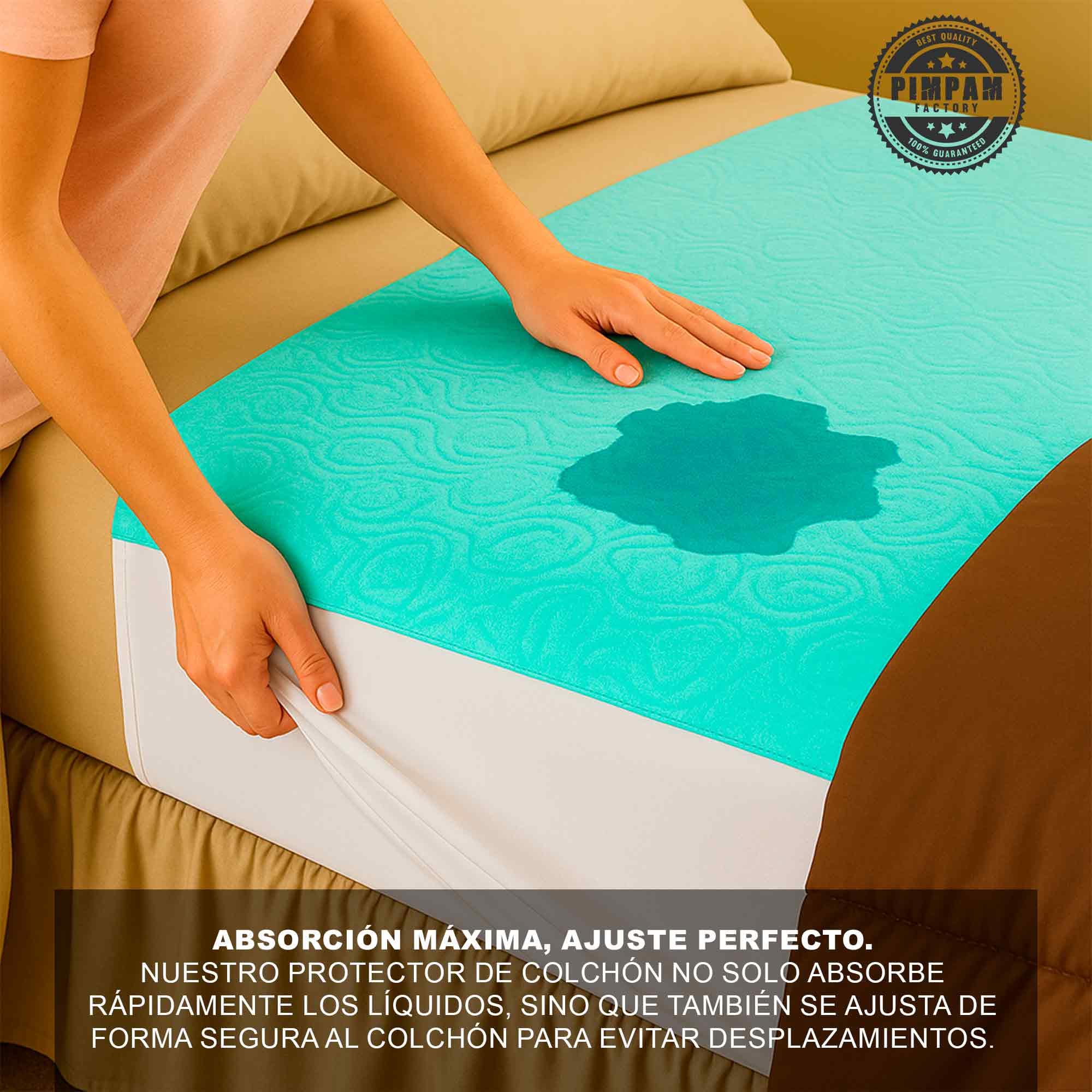 PimPam Factory Empapadores Cama Adultos Lavables de 5 Capas - Empapador Reutilizable Impermeable - Protector Cama Súper Absorbente 90 x 85 cm (Pack 2) - con Alas