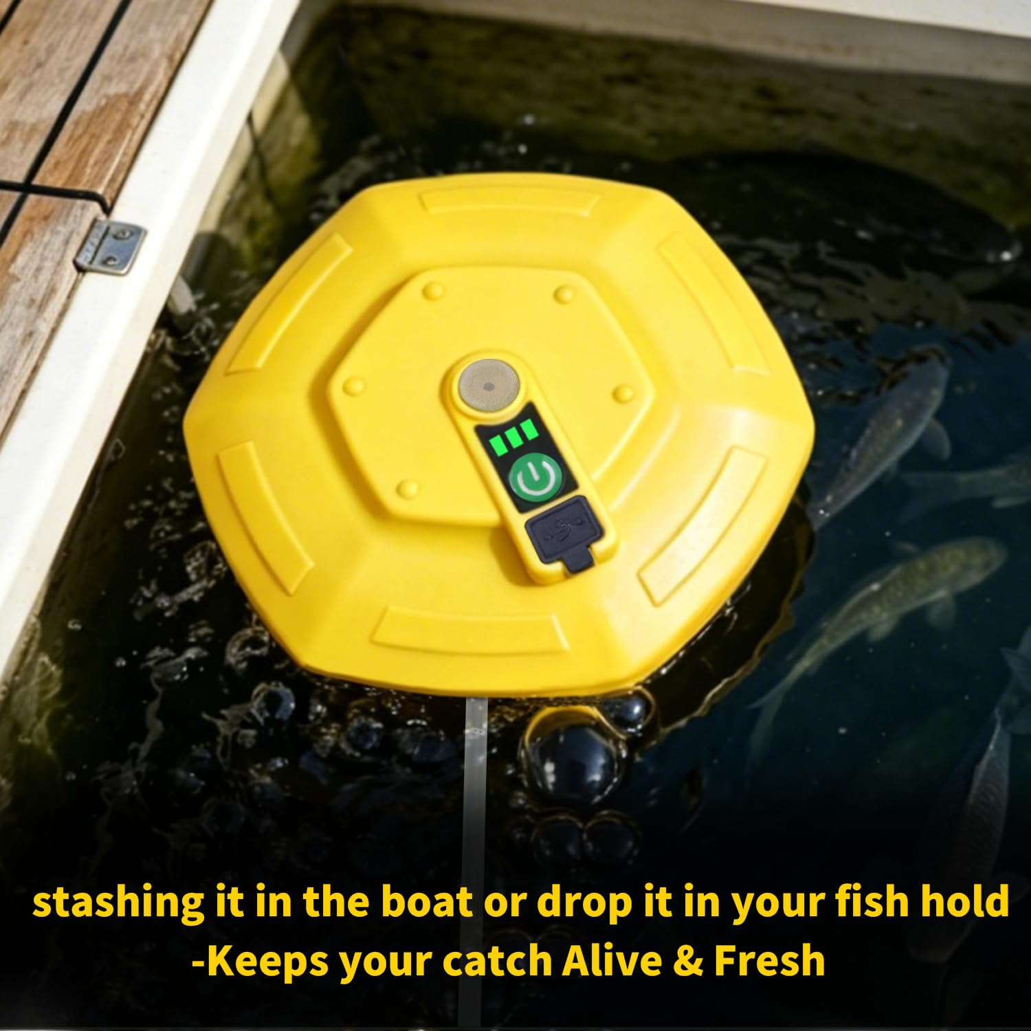 Aireador flotante para cubo de cebo burbujeante, IPX7, impermeable, recargable, pececillo vivo, aireador con carga magnética, aireador portátil para sujeción de peces