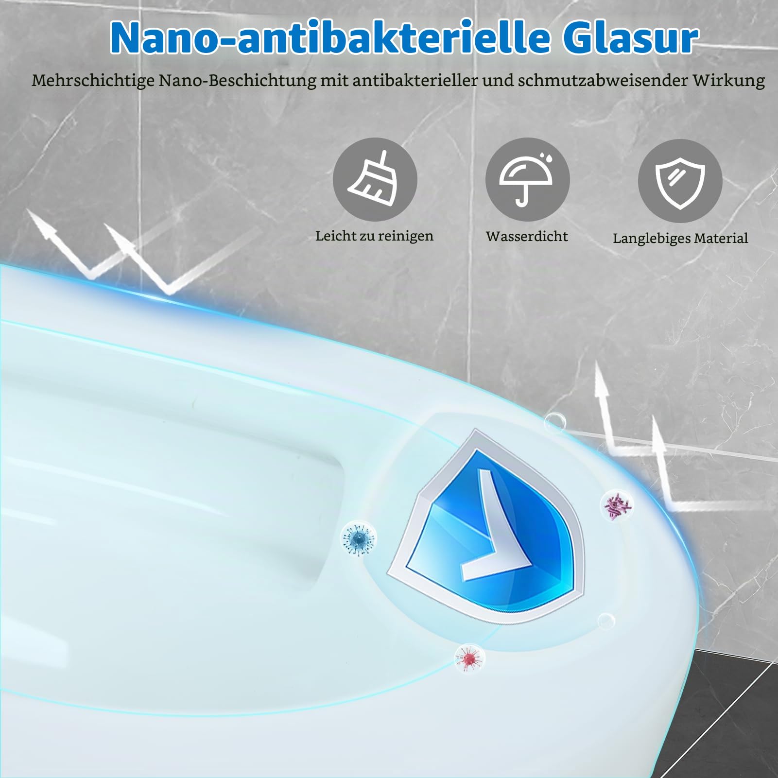 Wand WC Spülrandlos Hängend mit Softclose Sitz, Hänge WC Keramik 4L 360 Grad Wirbelspülung, Tiefspüler mit Absenkautomatik, platzsparende wandhängende Toilette 52,5 x 36 x 35 cm, 300 kg (Weiß)
