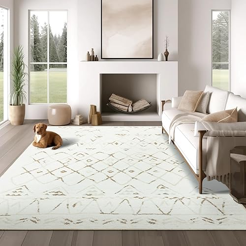 jinchan Alfombra marroquí lavable, moderna, geométrica, antideslizante, con acento para exteriores, delgada, contemporánea, suave, para cocina, sala