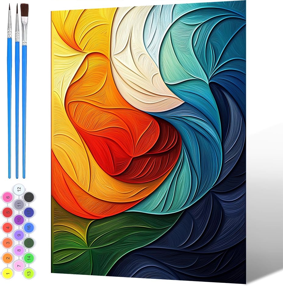 Pintura por Números para Adultos Abstracto, Pintura por números para Niños Moderno, DIY Painting by Numbers Kits, con Pinceles Pigmento Acrílico (sin marco), Decoraciones del Hogar 40x50cm -1549