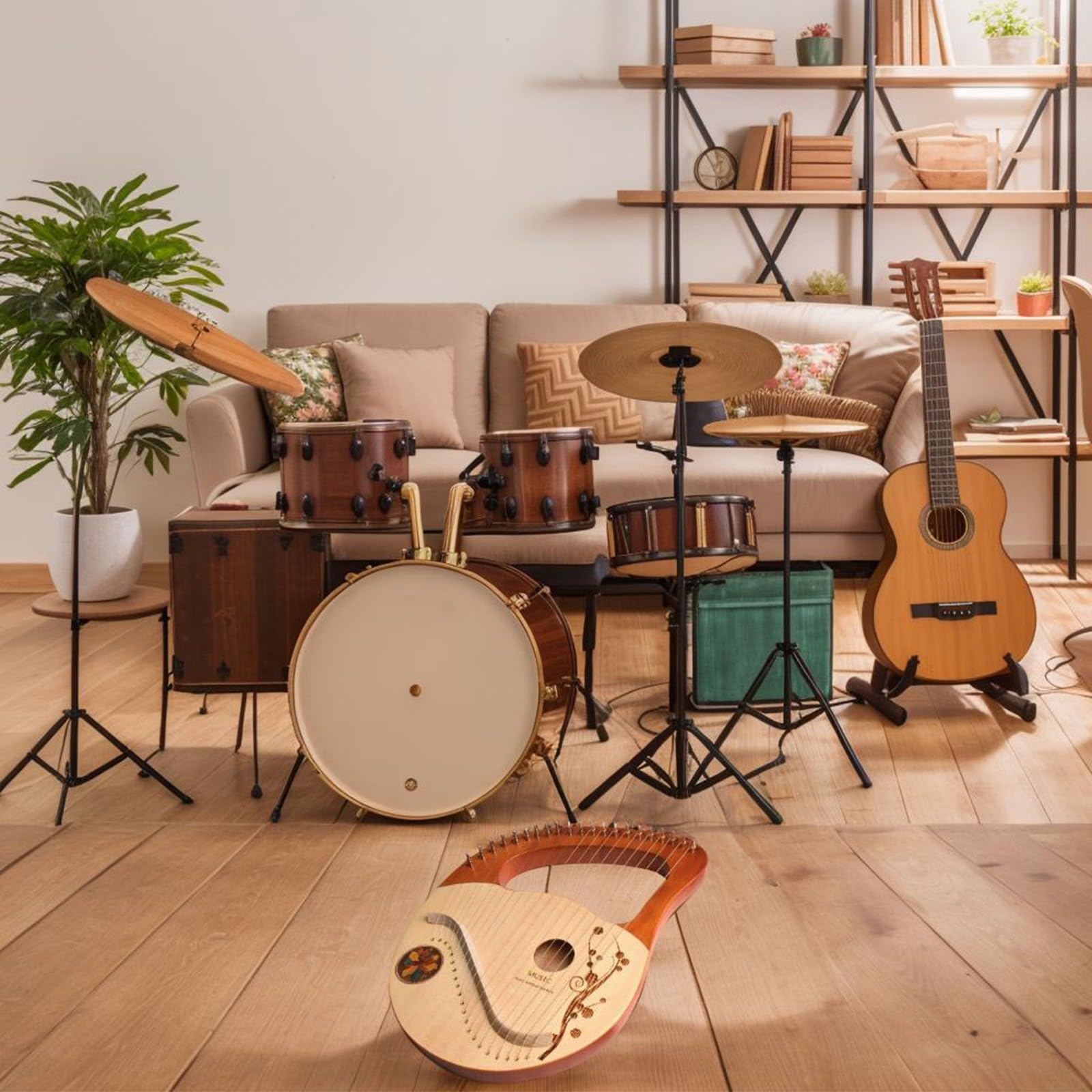 Juego de instrumentos musicales de 21 cuerdas de caoba con llave de afinación, cuerdas de repuesto, paño de limpieza e instrucciones (idioma español no garantizado)