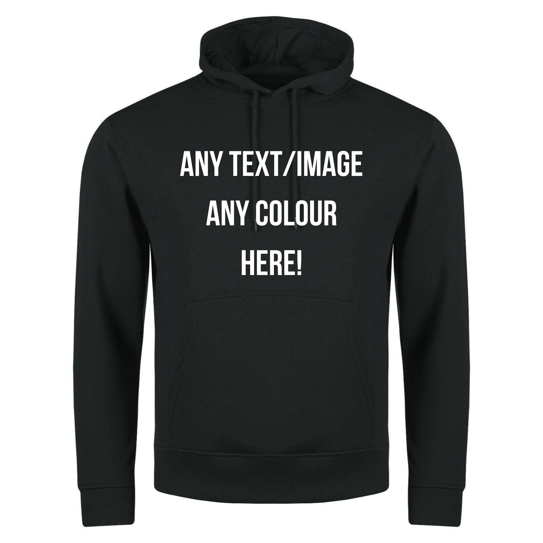 Personalised Unisex Hoodies For Men and Women - Pullover Sweatshirt Customise With Printed Text or Image - Available in Range of Sizes and Colours