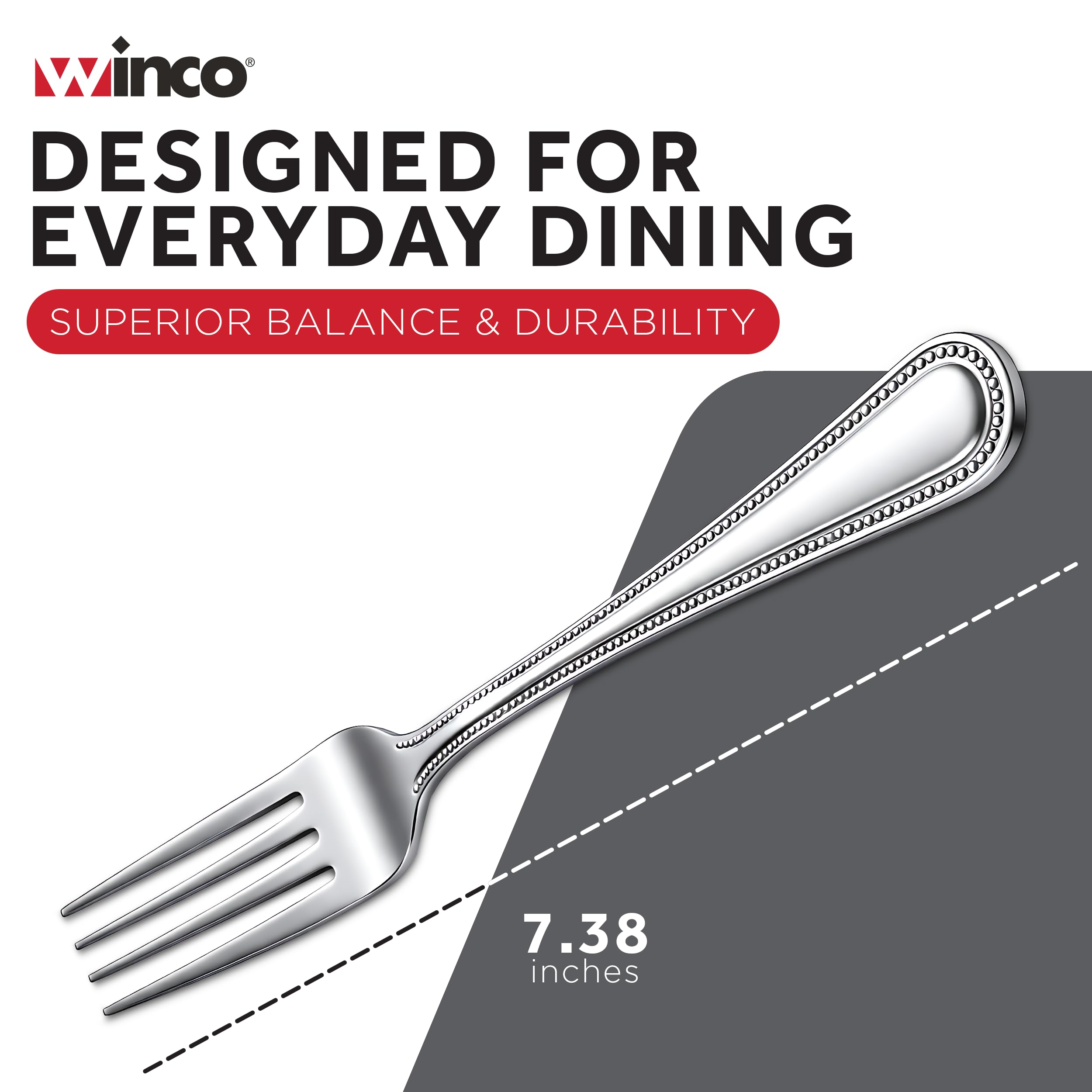 Winco 12-Piece Dots Dinner Fork Set, 18-0 Stainless Steel,Silver — Amazon image 4