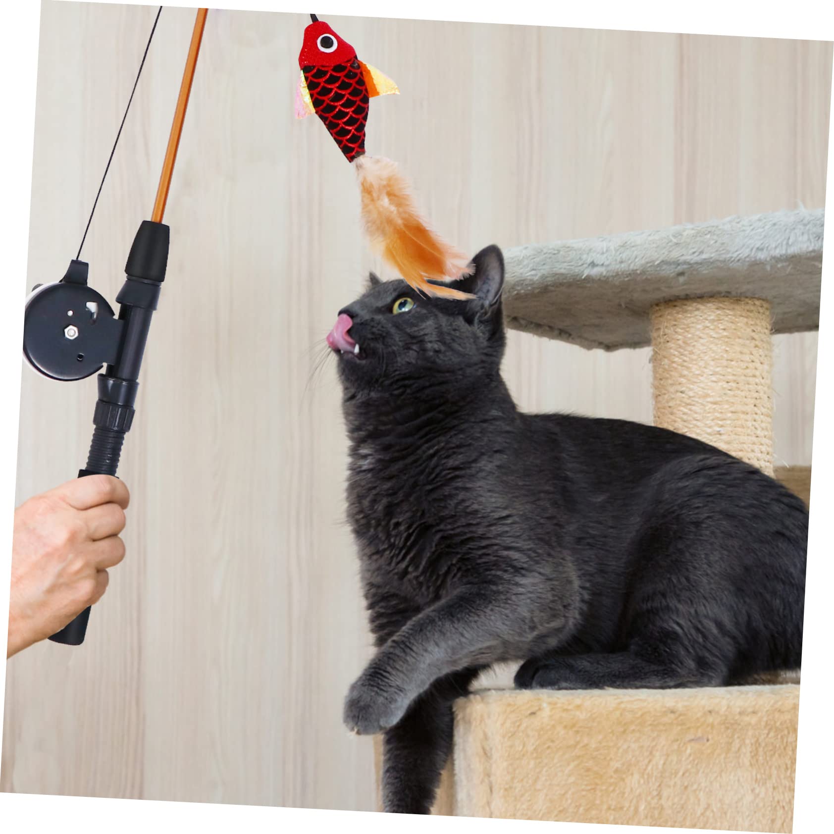 Sosoport 3pezzi Canna Interattiva Estensibile per Gatti con Pesce Simulato Gioco Stimolante per Esercizio e Divertimento dei Gattini Facile da Riporre e Leggera
