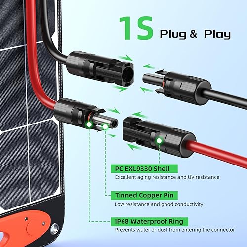 Miniatura 6 de Bateria Power Cable de extensión de carga solar a XT60 de 12 AWG 10 pies conector solar a XT60 cable adaptador para panel solar a batería LiFePO4 RV