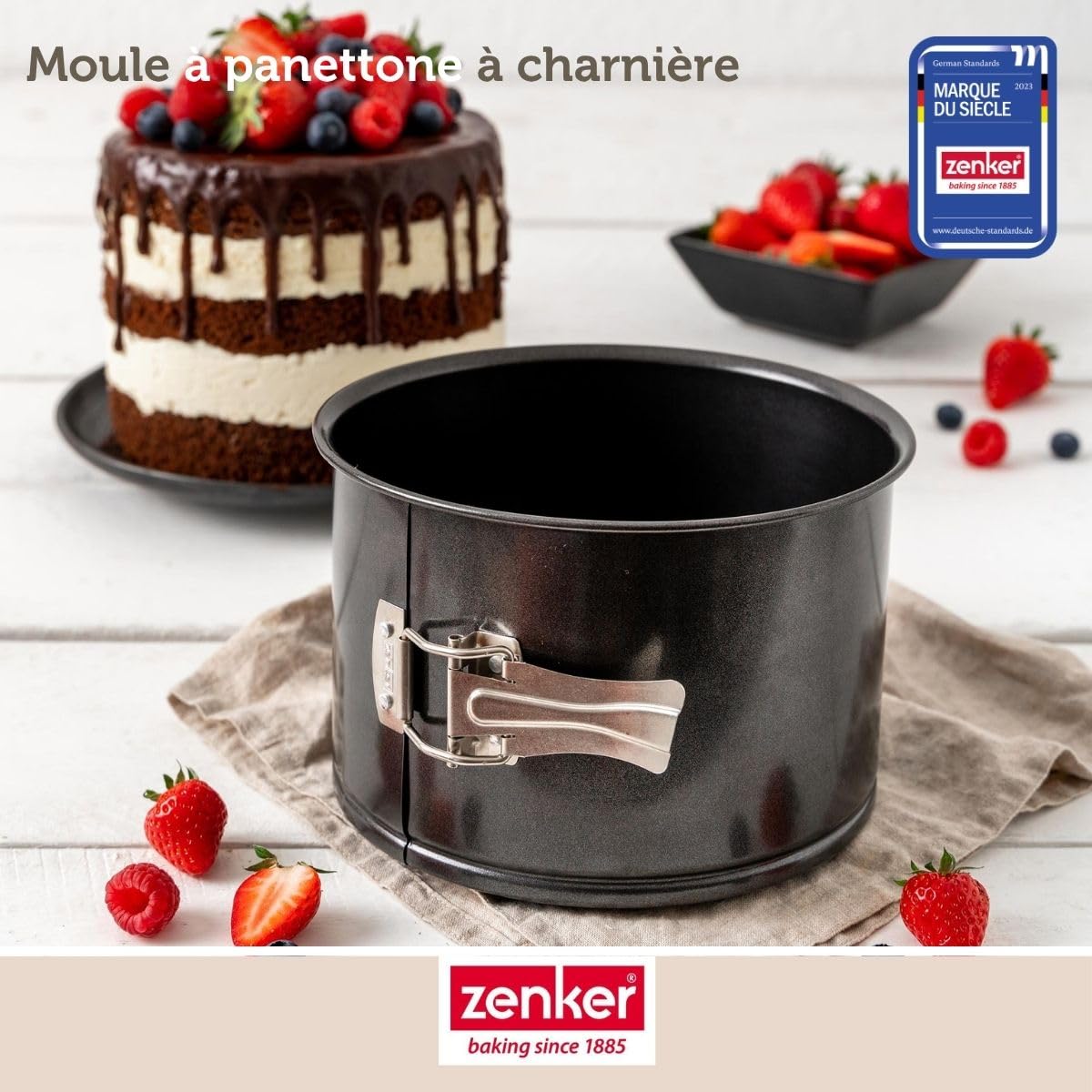 Zenker Springform Extra Hoch – 18cm Durchmesser – Black Metallic Stahlblech mit Antihaftbeschichtung – Ideal für Hohe Torten und italienische Panettone – Made in Germany