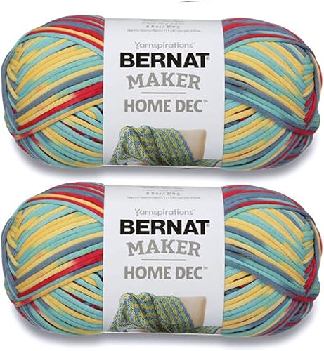 Bernat Maker Home Dec Fiesta Varg - Ovillo de hilo Paquete de 2 unidades de 88 onzas Algodón 5 voluminosos 317 yardas Tejidoganchillo