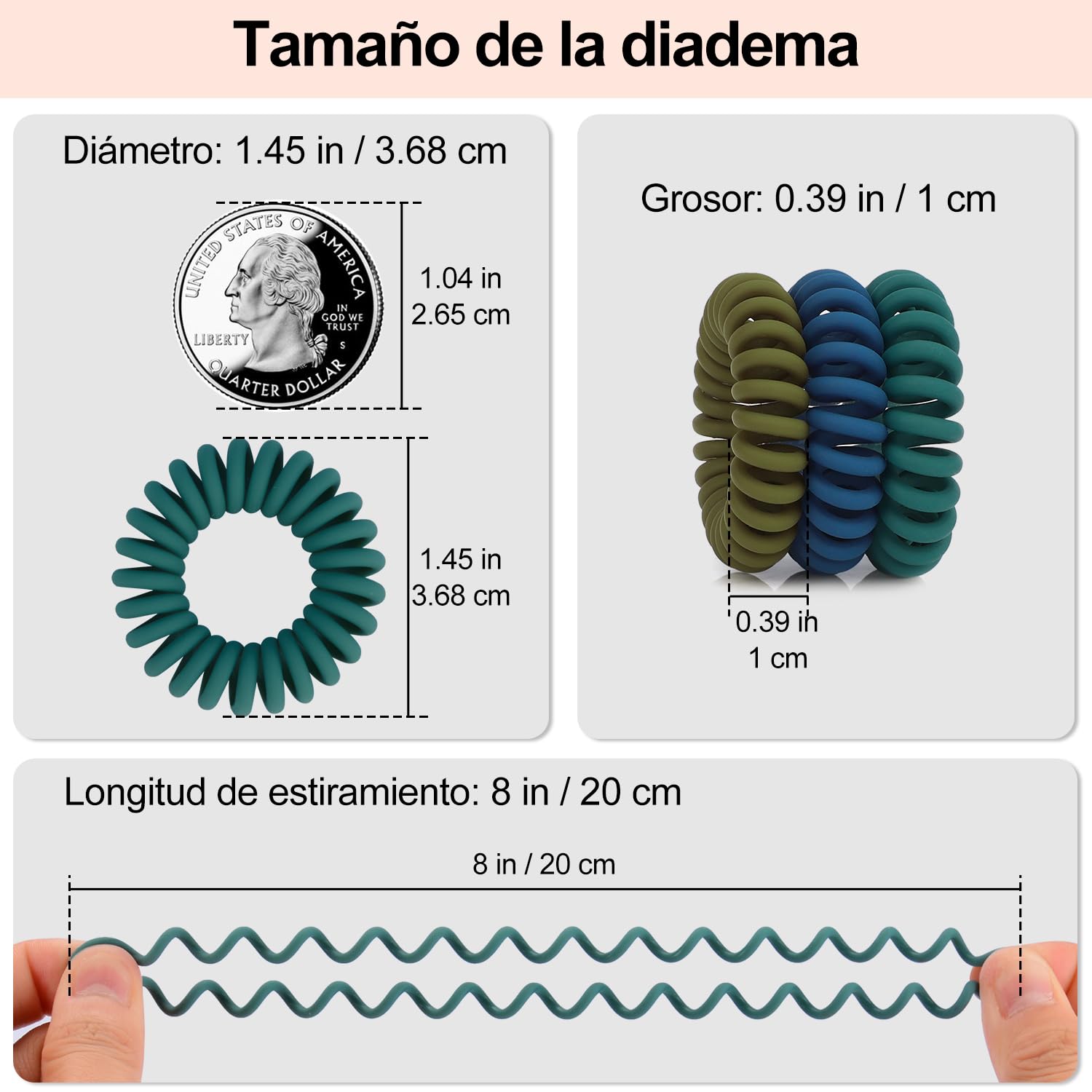 JessLab Lazos de Cabello en Espiral, 20 Pcs Traceless Cable Telefónico Sin arrugas Bobina de Plástico Titulares de Cola de Caballo sin Daños Accesorio para el Cabello para Niñas Mujeres Damas Regalo