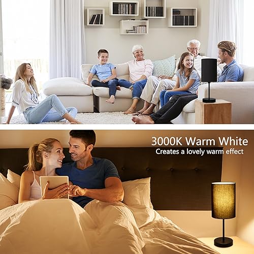 Miniatura 7 de Lámpara de mesa para sala de estar, lámparas de noche para mesita de noche con interruptor de cable, lámparas de escritorio modernas minimalistas