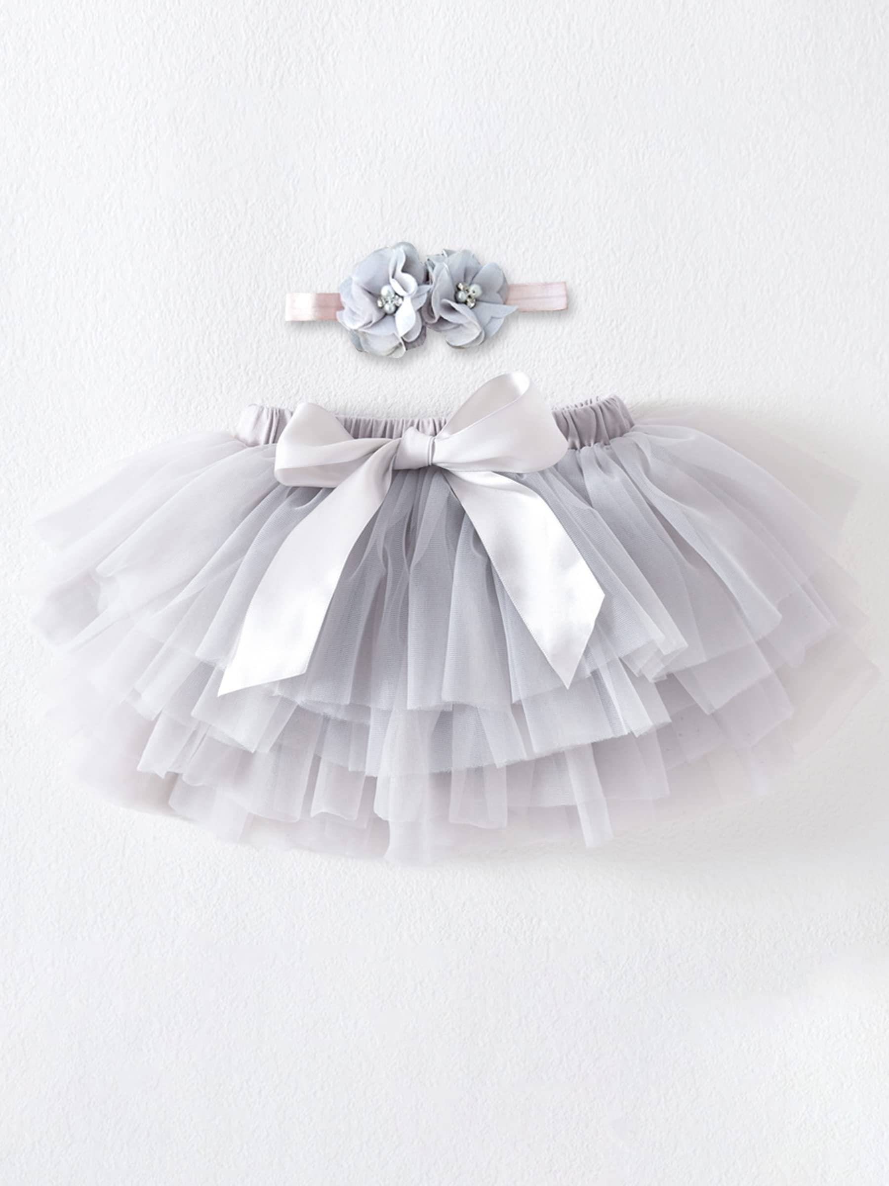 Bébé Tout-Petit Enfant Fille Tutu Princesse Mini Jupe Super Doux Tulle Taille Élastique Ballet Avec Protège-Couche + Bandeau