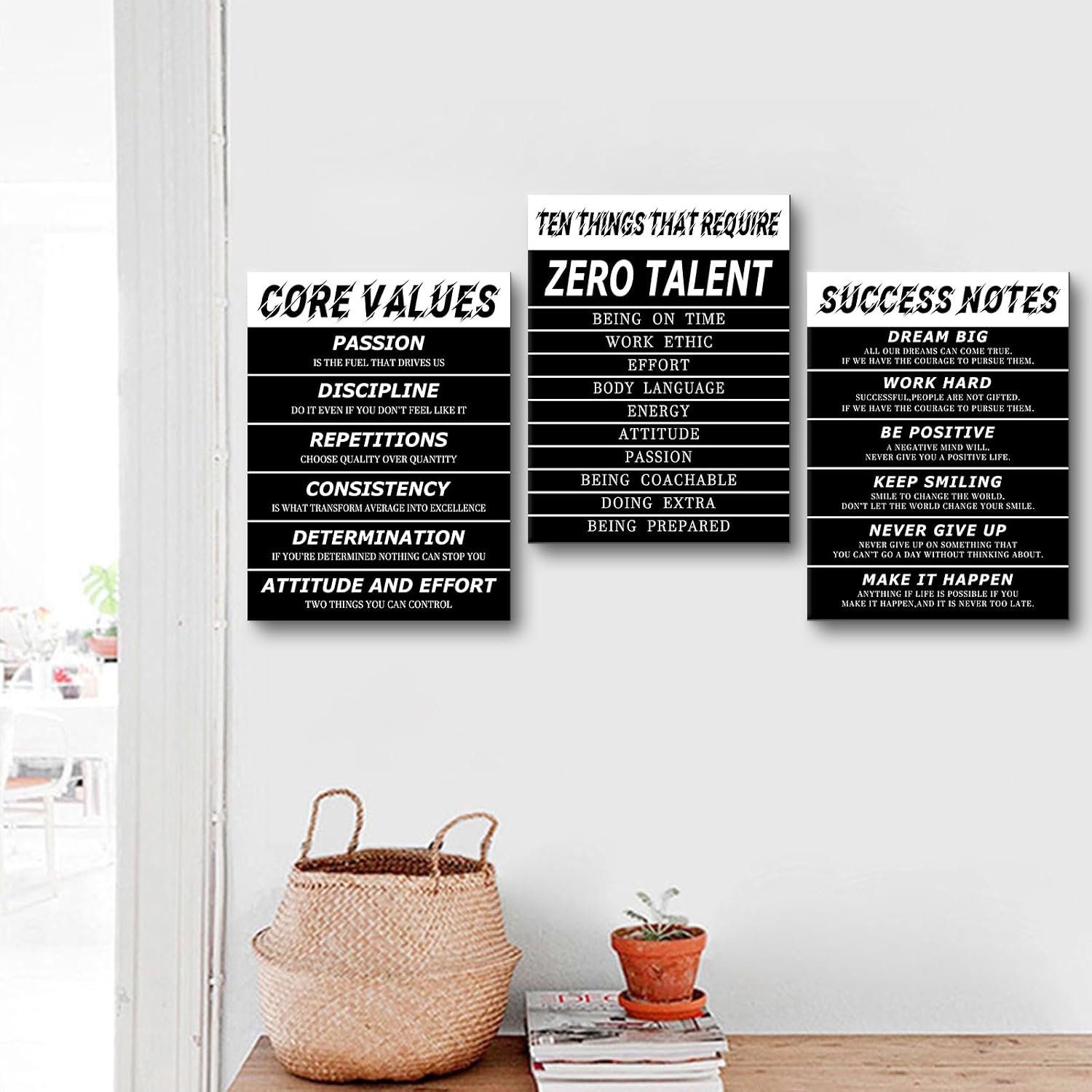 PJQART Motivational Canvas Wall Art Inspirational Quotes Print Posters Positive Hustle Picture Painting Artwork for Modern Home Office Bedroom Bathroom Wall Decoration Ready to Hang [36''W X 16''H]