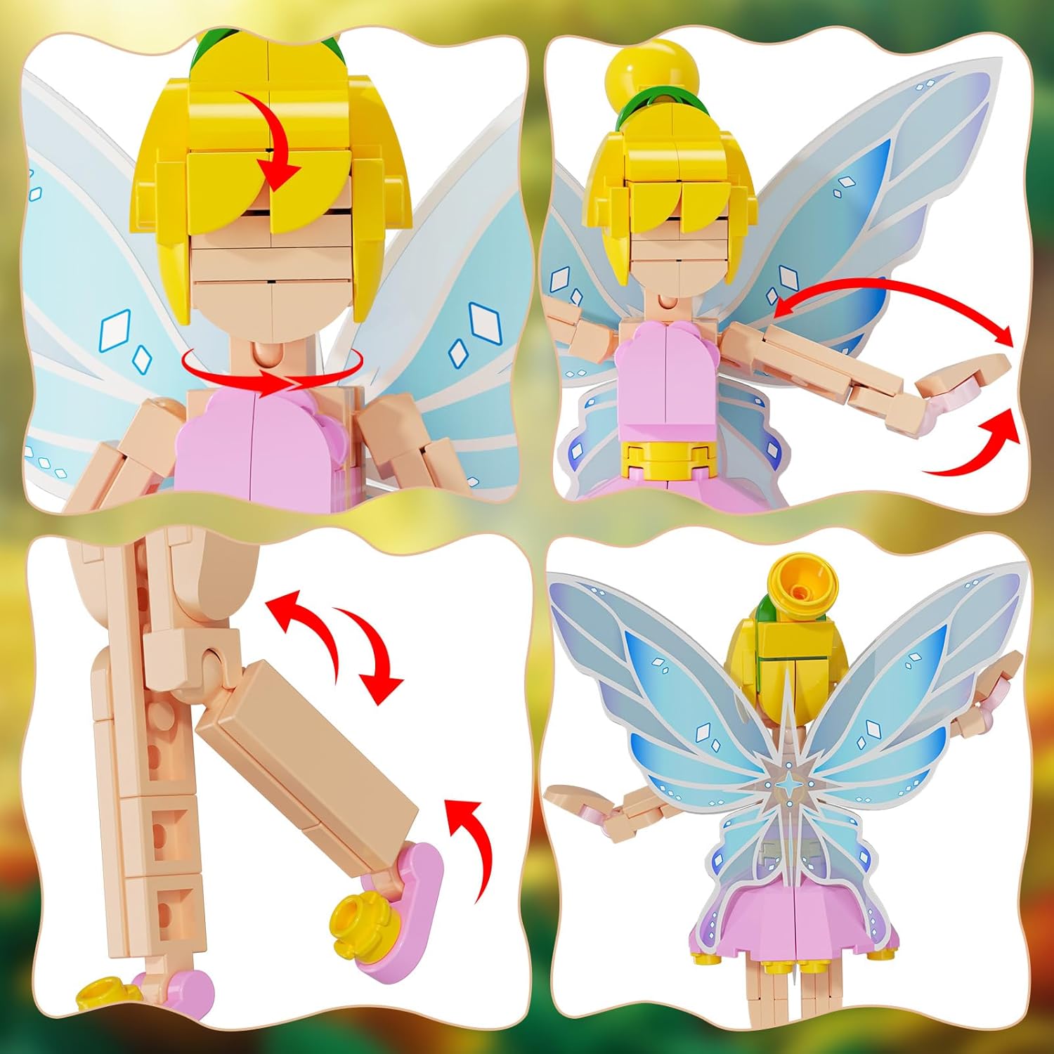 Flower Fairy Building Kit,2Pack Figure Bouquet Building Kit, for Home Decor, Christmas, and Birthday Gifts for Girls Age 8-12(Pink and Green