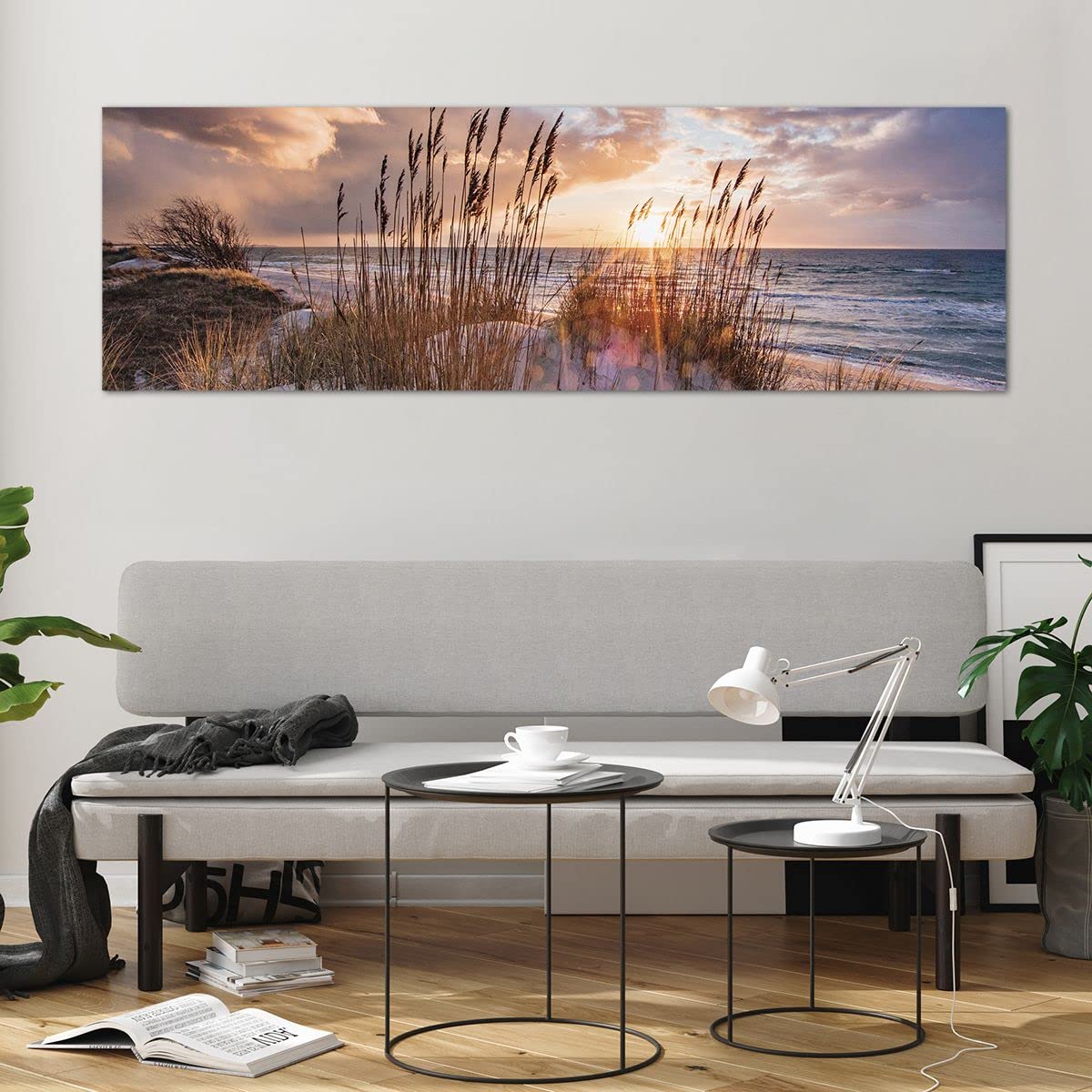 Panorama Bilder auf Glas 160x50cm Glasbild Westen auf der Strand Groß XXL Wanddeko Bild im Glas Schlafzimmer Küche Wandbilder Dekoration Wohnzimmer Modern Wall Decor Wand Kunstdruck Art GAB160x50-4710