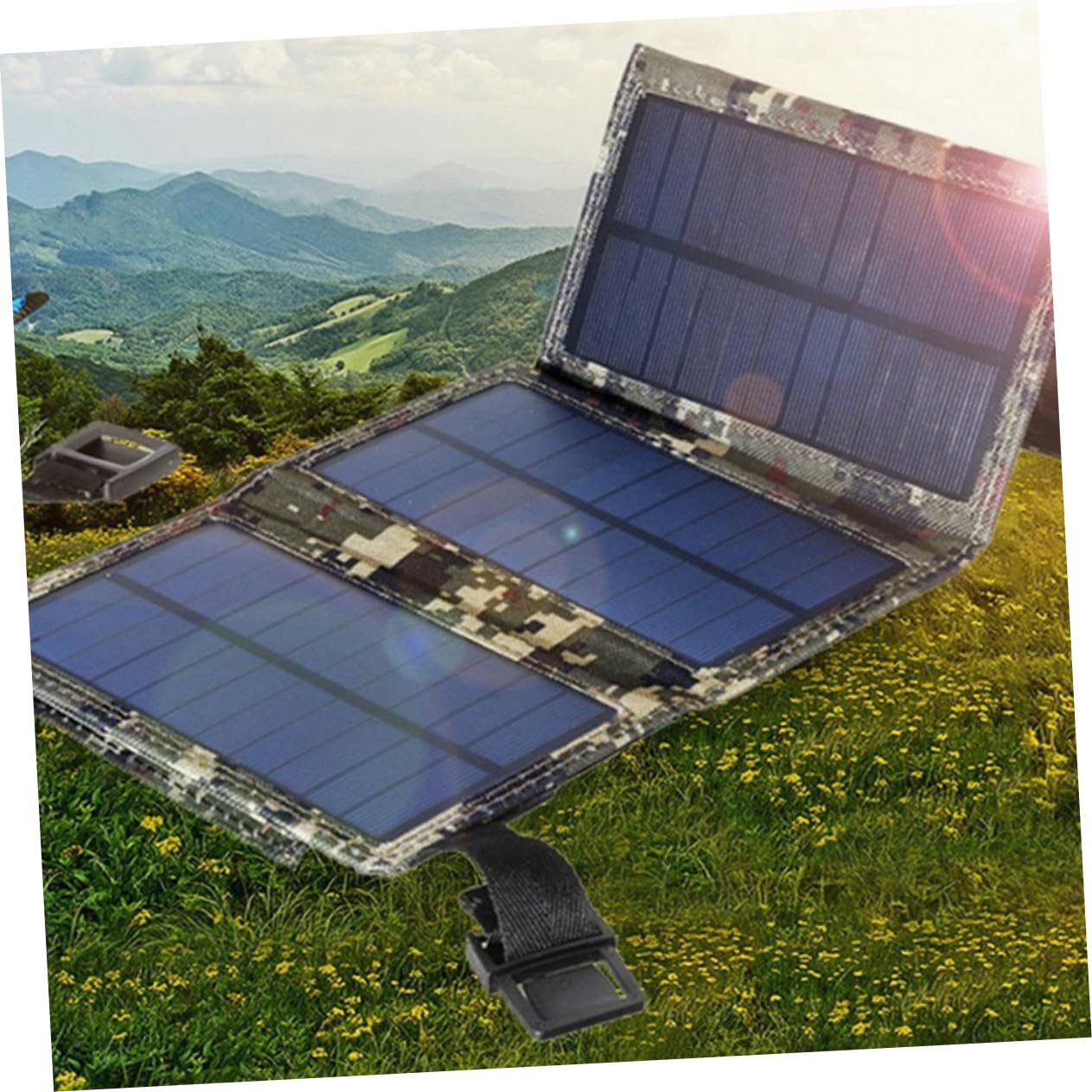 PartyKindom Cargador Solar Portátil USB Plegable para Móviles Energía Renovable para Viajes Barcos y Camping