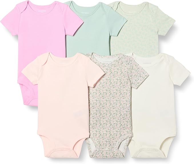 Amazon Essentials Unisex Toddlers and Babies’ Short-Sleeve Bodysuits, Multipacks