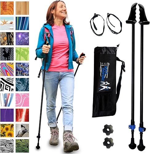 York Nordic Motivator - Bastones de senderismo para equilibrio y rehabilitación, agarres de estabilidad patentados, ligeros, ajustables y plegables,