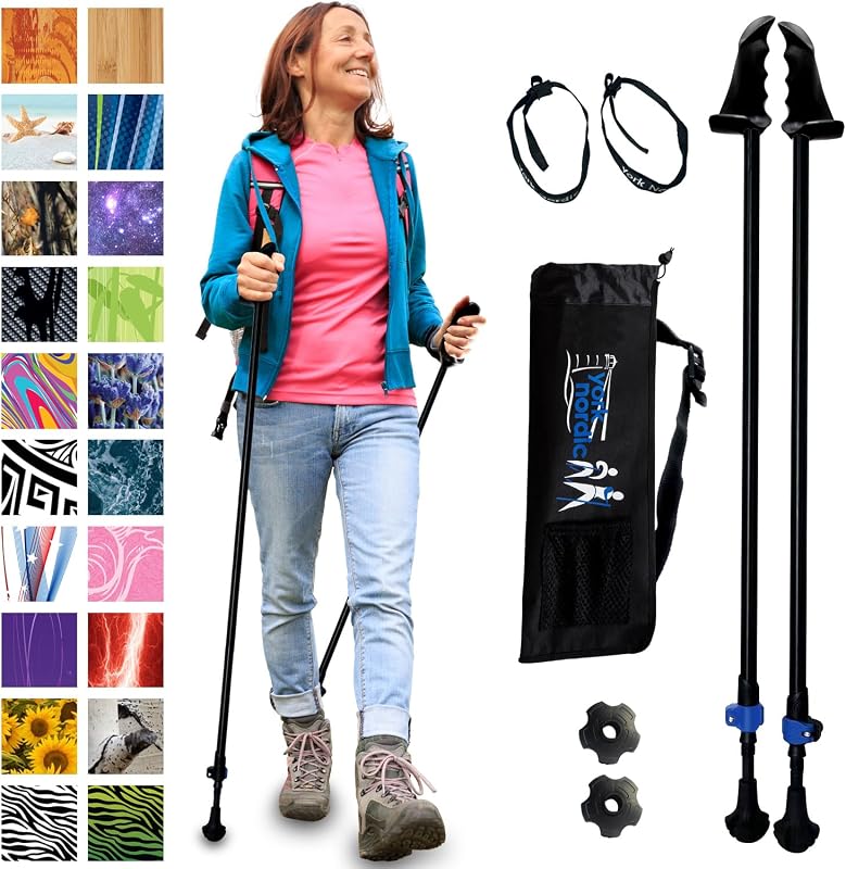 Motivator Walking Poles for Balance and Rehab - Patented Stability Grips - Lightweight, Adjustable, and Collapsible - 2 Pieces Adjustable w/flip Locks - Heights 4'6" up to 6'2" - 230 lbs