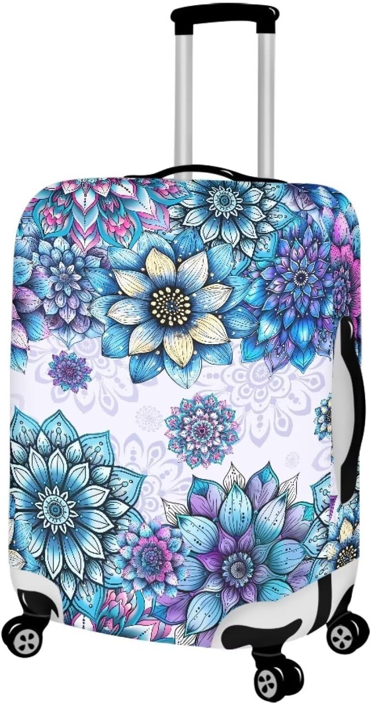 Boho Floral Print Carry On Luggage Cover Rolling Suitcase Protector with Zipper Closure Washable Wheeled Suitcases Covers for Large Suitcases