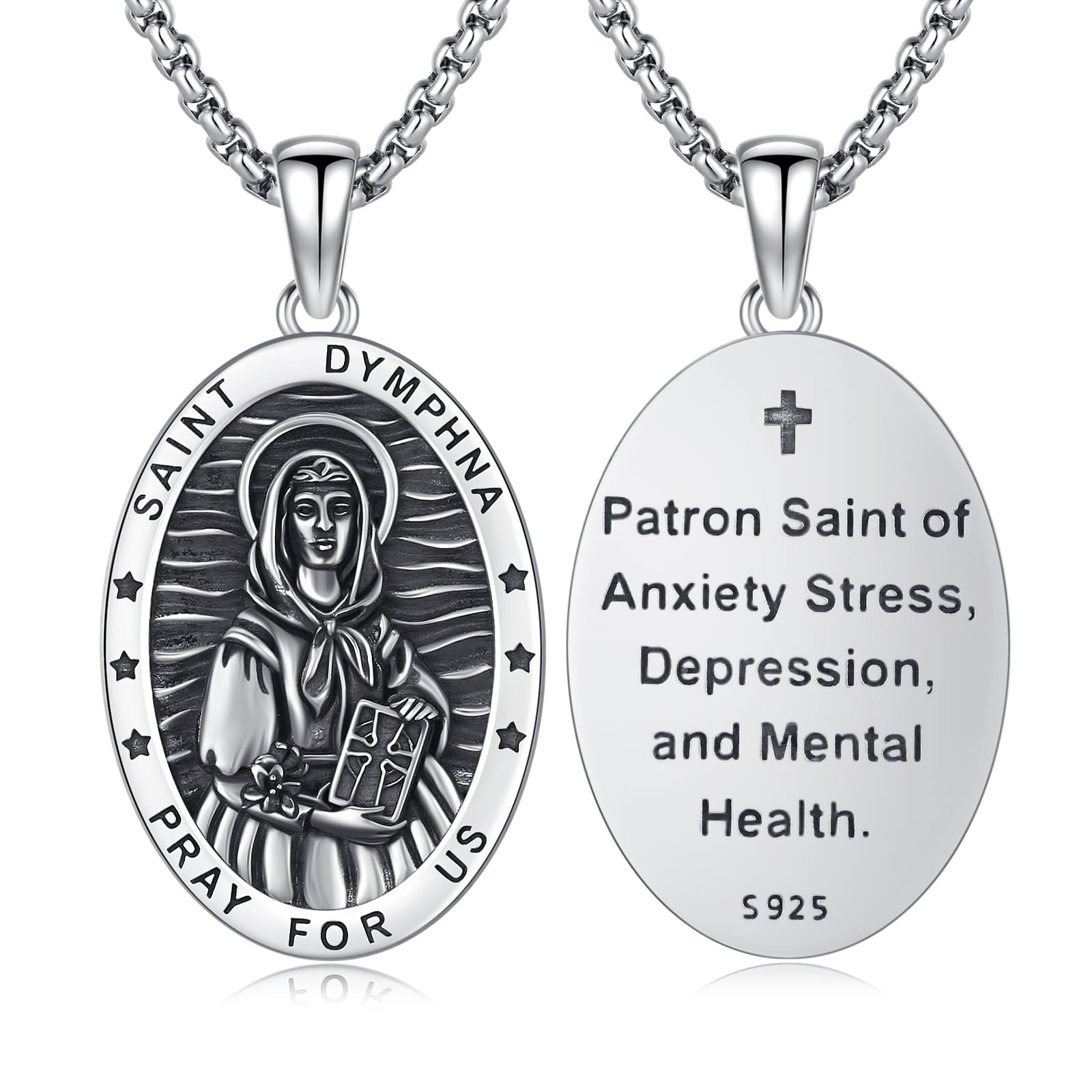 Silver/14K Gold Patron Saint Medal Amulet Necklace for Men Women
