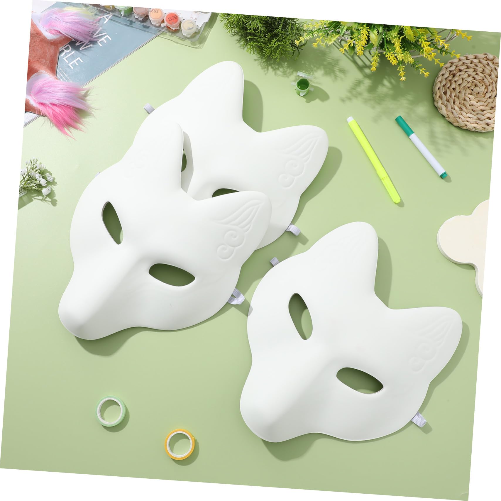 4 Piezas Mascarillas de para Pintar DIY Accesorio de Cosplay y Mascarada para Adultos Material PU Seguro para Fiestas y Halloween