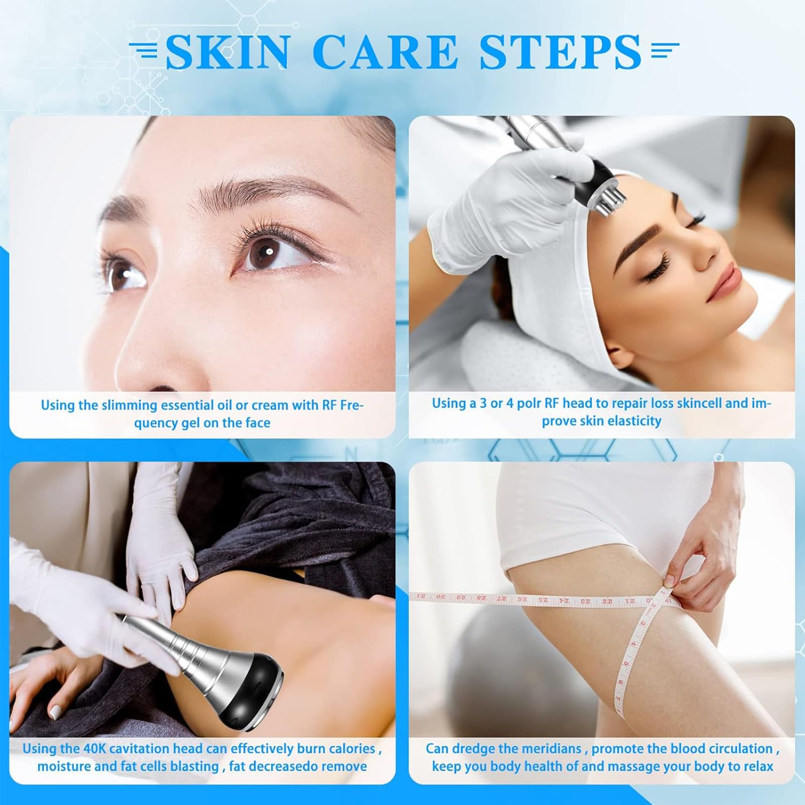 Dispositivo Adelgazante 40K,Dispositivo de Masaje Corporal 3 en 1, máquina de radiofrecuencia, Equipo de Belleza, masajeador Adelgazante Facial,para Tonificantes y moldeadores