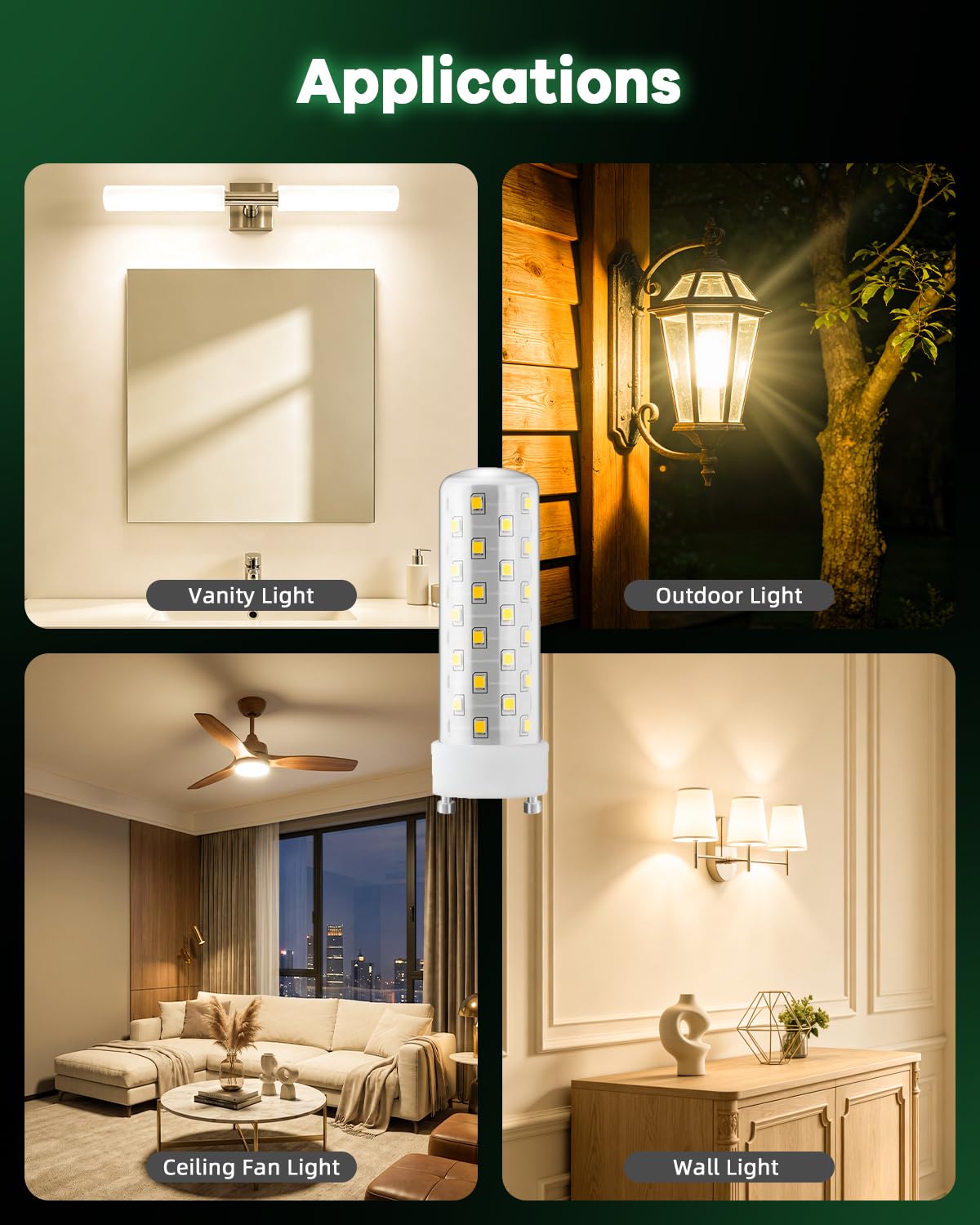 Bombilla LED GU24 de 2700 K-3000 K, luz blanca cálida suave de alto brillo para ventilador de techo de baño, 13 W, 18 W, 23 W, T2, repuesto de luz CFL en espiral, 120 V, 10 W, 4 unidades