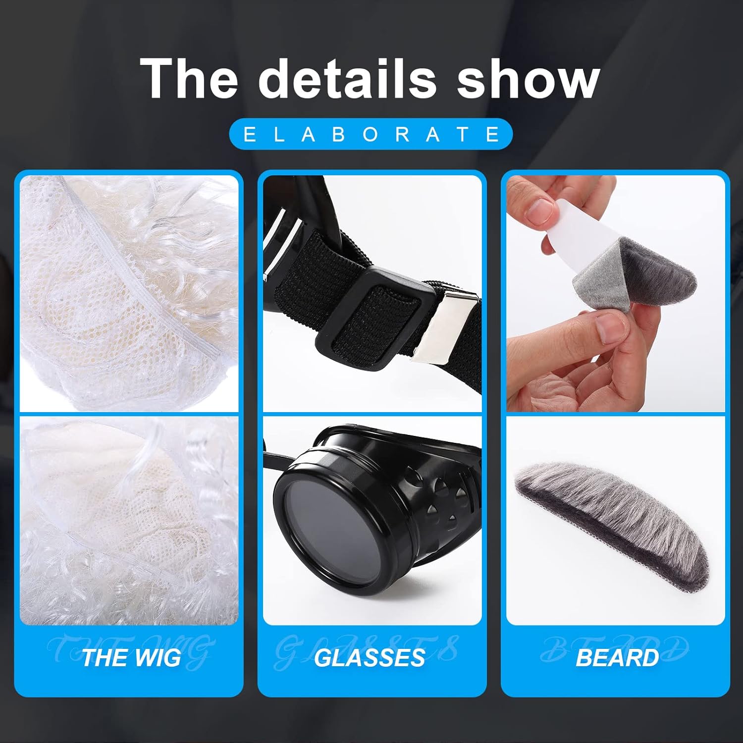 SATINIOR 6 Pieces Mad Scientist Costume Adult Lab Coat Brown Costume Back to The Future Man Wig Goggles Props - Image 5