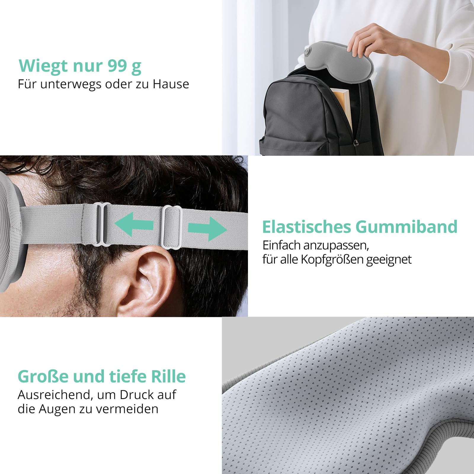 VINTEAM Kabellose Wärmebrille mit Akku – 3D Augenmaske für Trockene Augen, Entspannung und Linderung von Augenbelastung – Verstellbar, Komfortabel und Wiederaufladbar