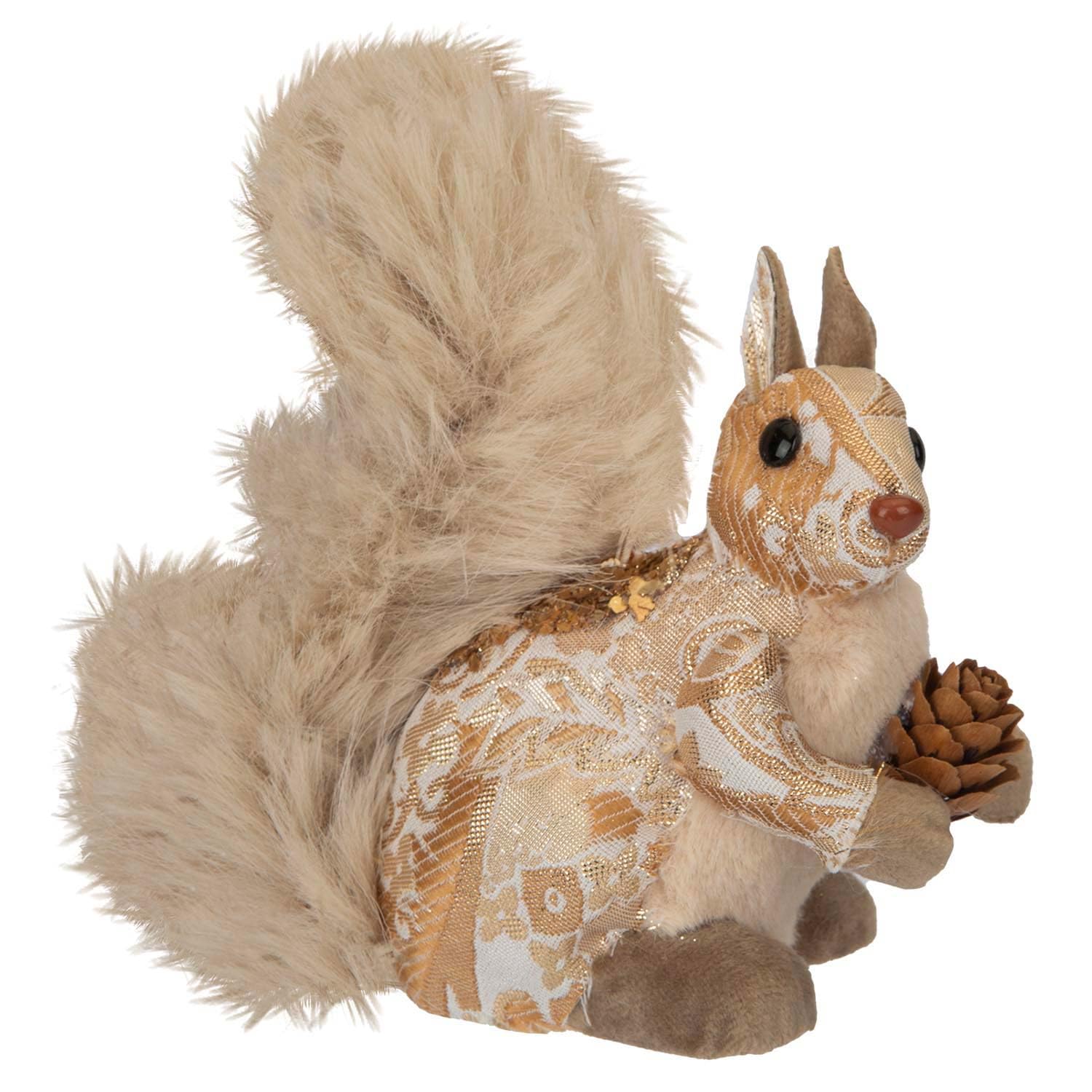 Vfm E-Store Gold Squirrel 16Cm - Christmas Squirrel Decoration Festive Indoor Xmas Ornaments - 16Cm X 9Cm Gold X 1