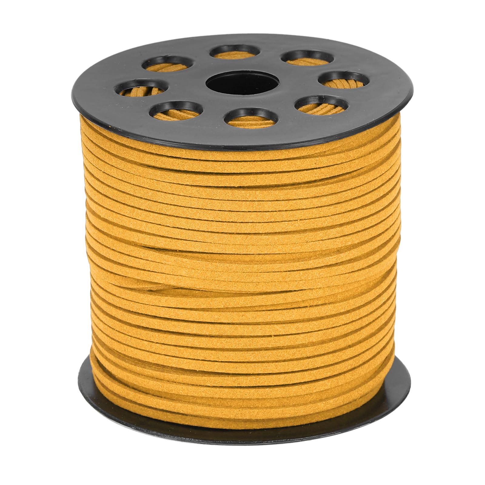 sourcing map 98 Yards x 0.1"(2.6mm) Faux Leather Cord, Flat Suede Cord Leather Strip Braiding String Lace for Jewelry Making Bracelet Necklace Beading Making DIY Crafts, Golden