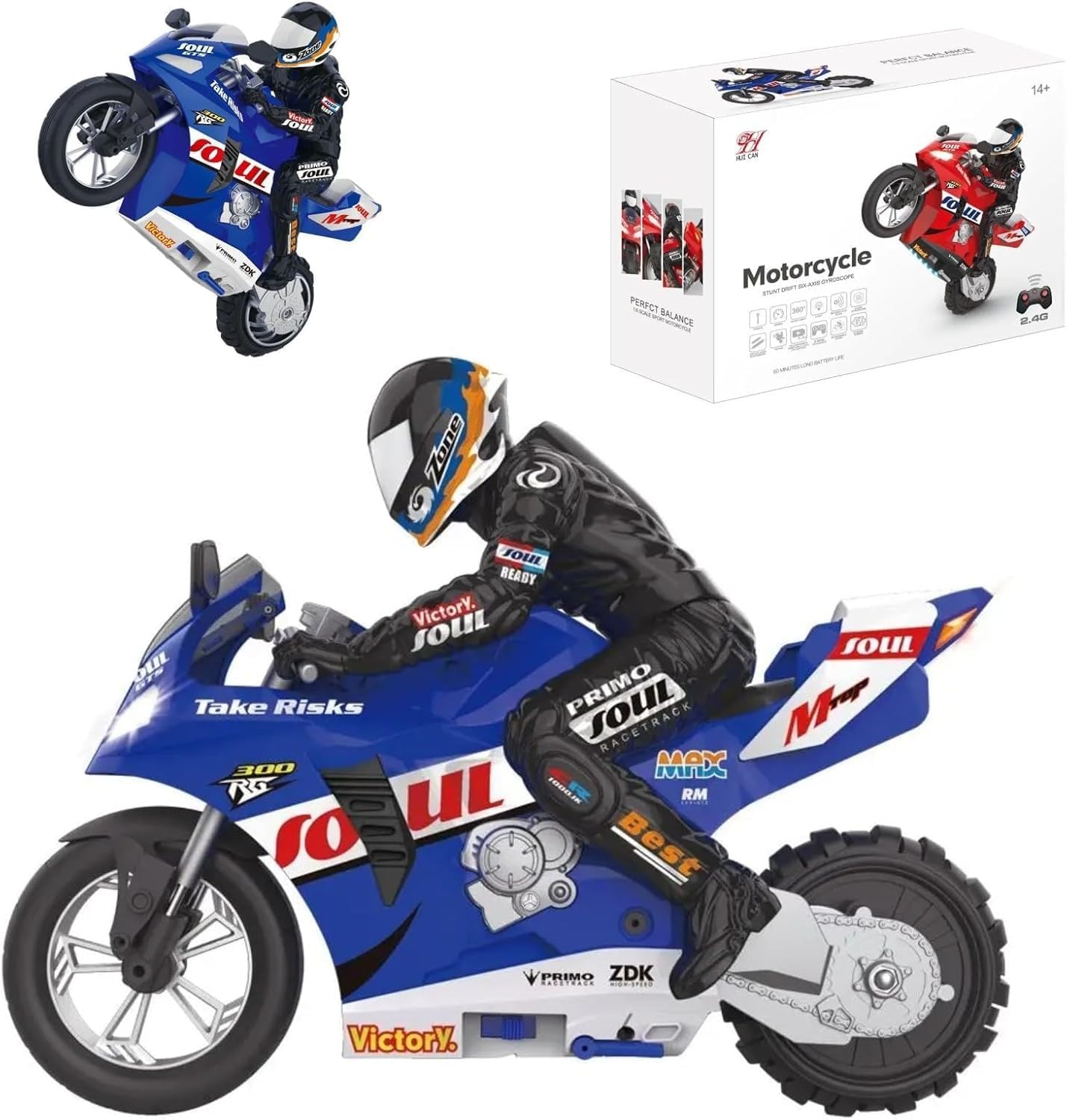 Pihura Remote Control Stunt Motorcycle - 20km/h High-Speed Drift & Rotation, Off-Road One-Wheel RC Bike - Electric Toy Gift for Kids & Adults