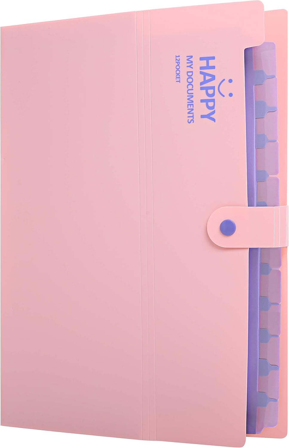 Skydue Expanding File Folders 12 Pockets Accordion File Folder A4 and Letter Size Paper Document Organizer Folders for School Office (Pink)