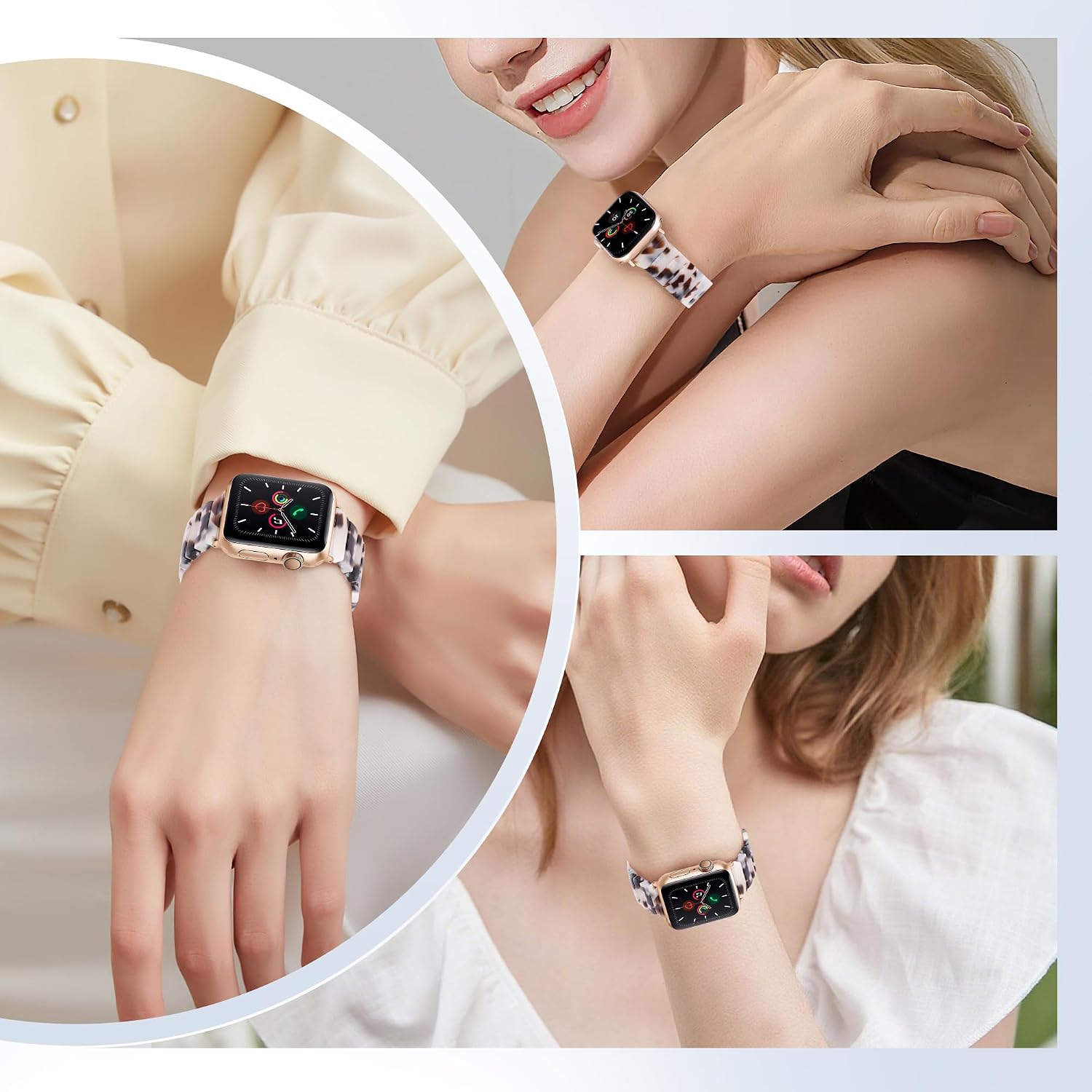 HOPO Compatible With Apple Watch Band 38mm/40mm/41mm/42mm/44mm/45mm/46mm/49mm Series Ultra/11/10/9/8/7,Resin Strap Bracelet Wristband Thin Lightweight Replacement For iWatch Bands Series 6/5/4/3/2/1/SE for Women Men image 3