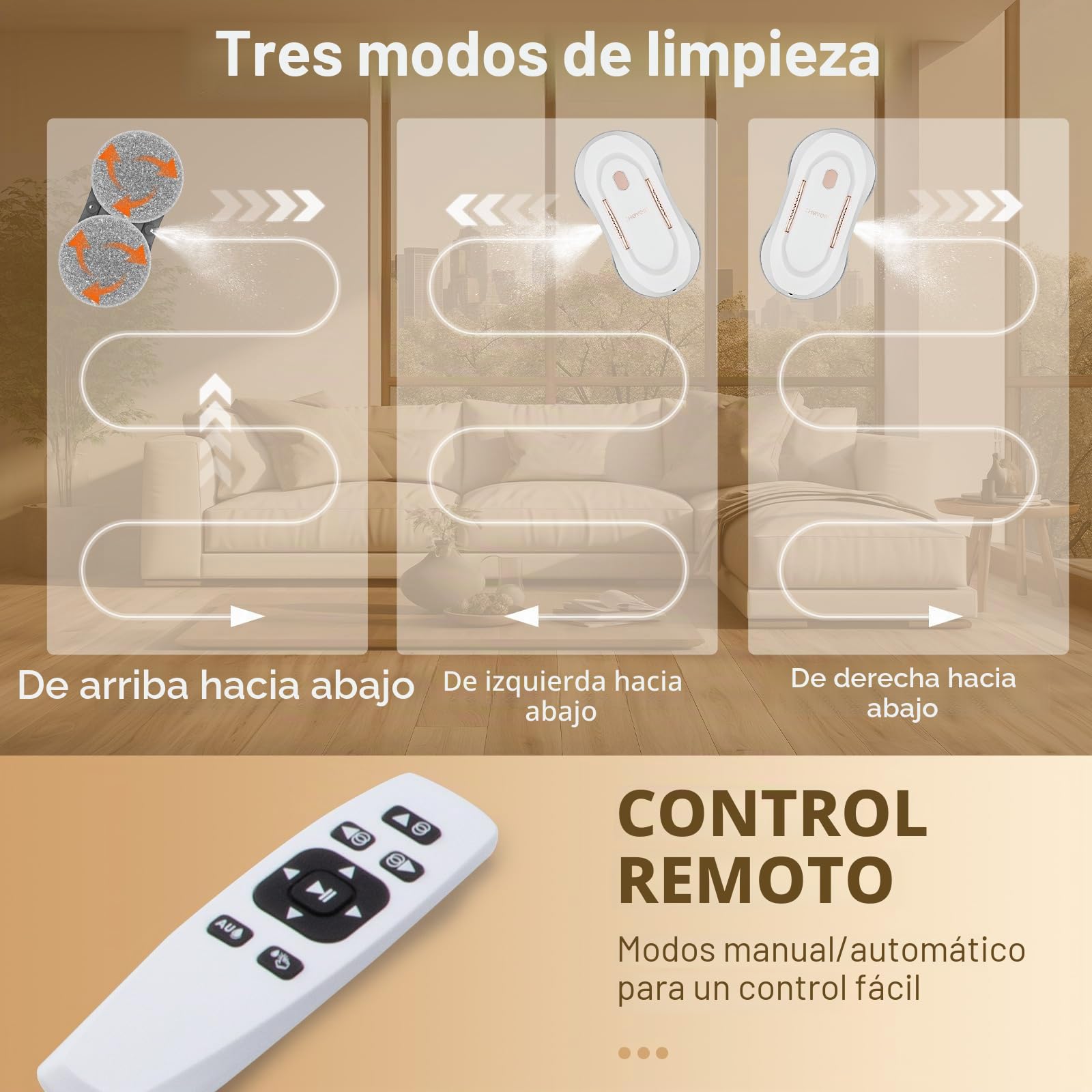 CHOVERY Robot de limpieza de ventanas automático con doble spray de agua CL3, limpiador de ventanas, robot limpiador de ventanas, robot de limpieza de vidrio, eléctrico de 3000 Pa Sunction Power