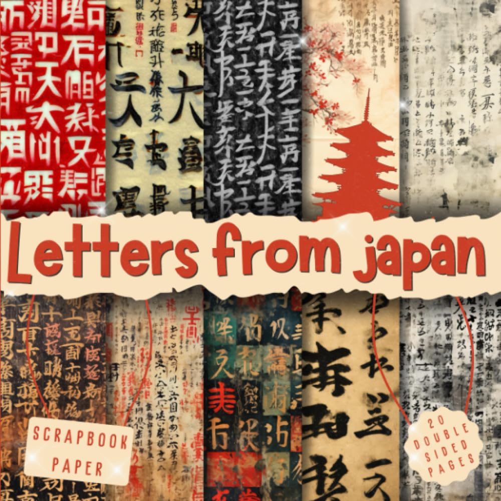 Letters from japan scrapbook paper, 8.5x8.5, 10 Designs, 20 Double-Sided Sheets: Scrapbooking Paper for Junk Journals, Decorative craft Paper for ... & Mixed Media, Origami, Collage & Card Making