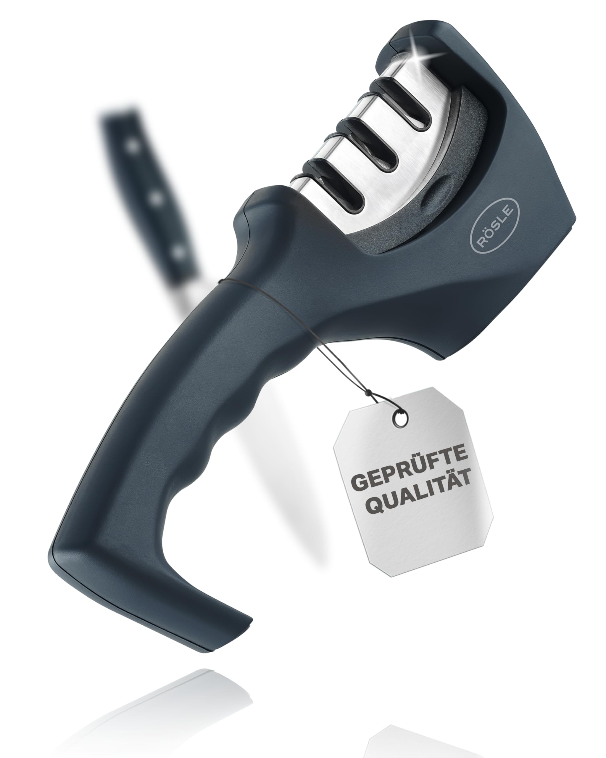 RÖSLE Knife Sharpener Kitchen Knife Sharpener, 3-Step System, Black, 1