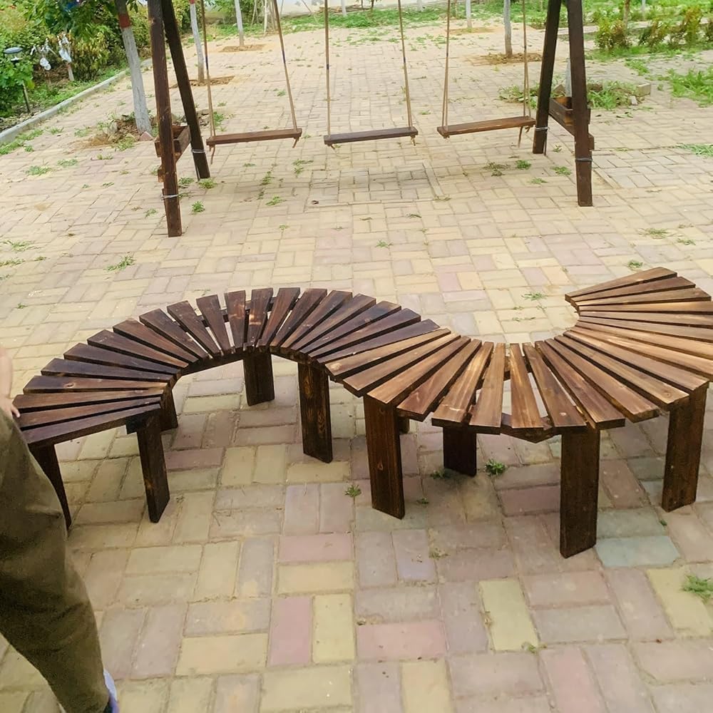Banc de jardin en bois massif pour envelopper les arbres de terrasse