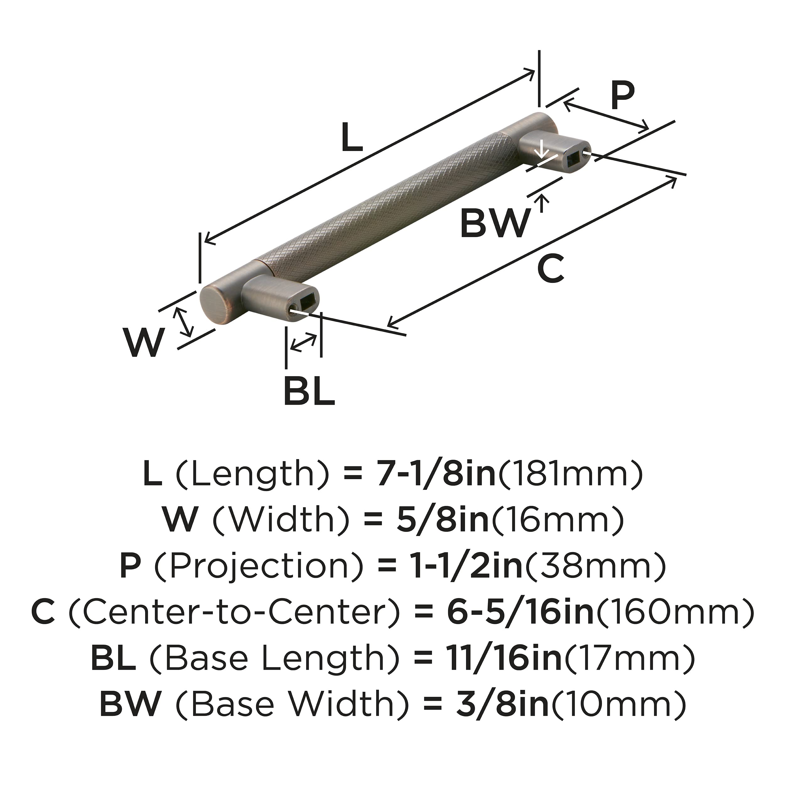 Amerock BP36559ORB, Oil-rubbed Bronze, 6-5/16 inch (160mm) Center-to-Center - Image 3