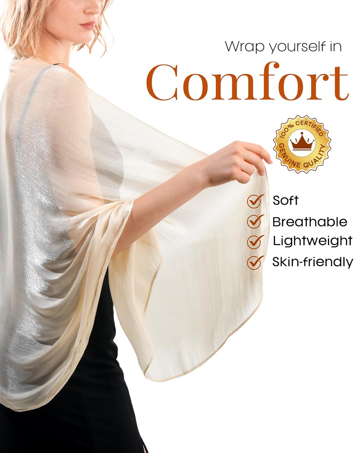 FURTALK Shawls and Wraps for Evening Dresses Sparkly Soft Wedding Party Bridesmaid Scarves for Women - Image 4