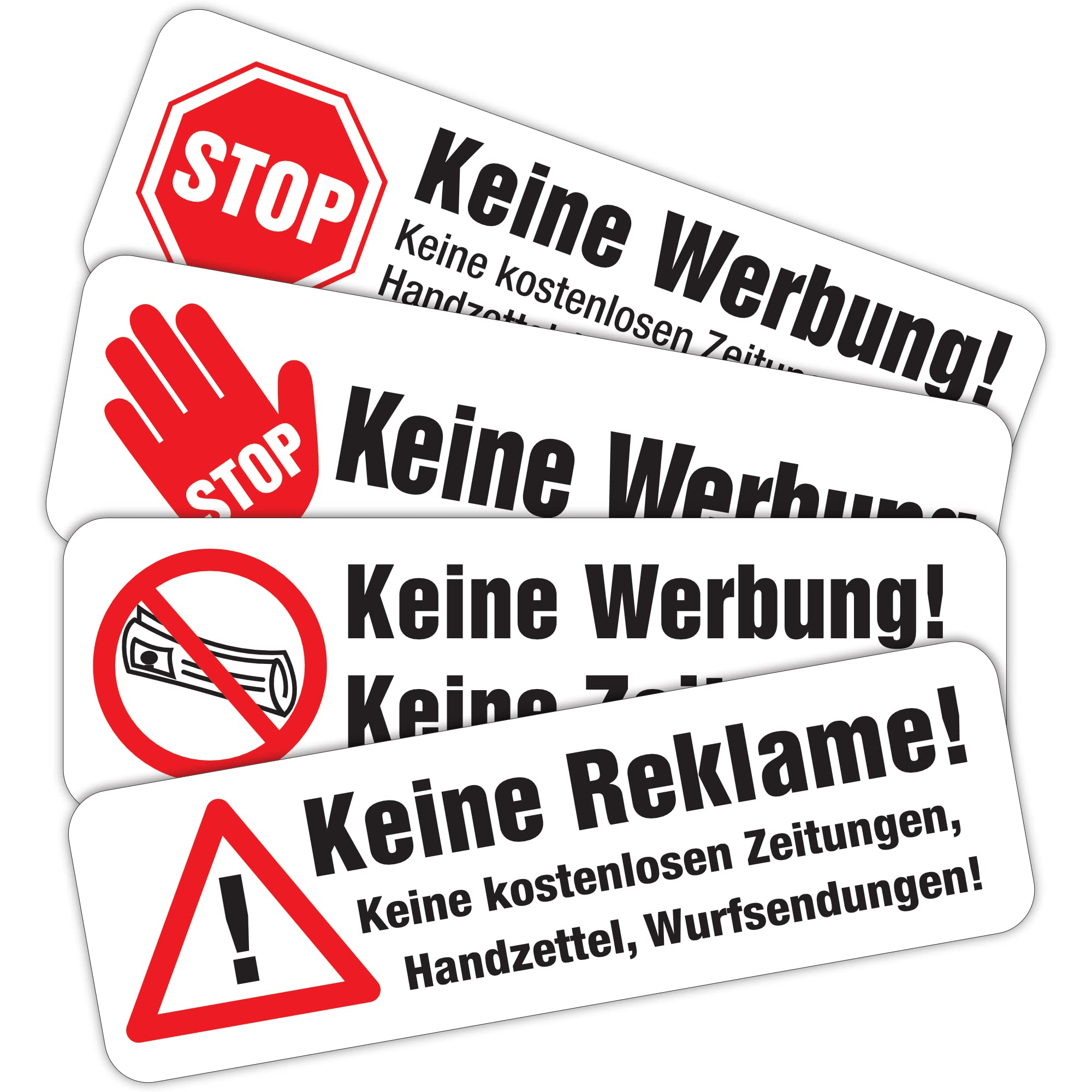 immi 4 Variationen Keine Werbung Aufkleber, matt, wetterfest