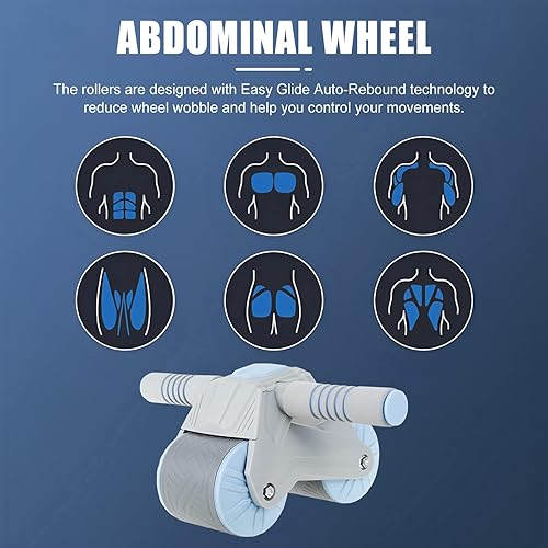 Miniatura 6 de Rueda de rodillo abdominal para ejercitador abdominal, rueda abdominal de rebote automático, equipo de entrenamiento de rodillo abdominal, rodillo