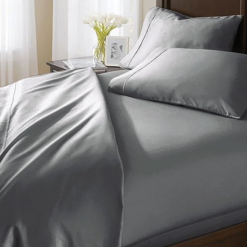 Juego de sábanas de 6 piezas de 100% algodón egipcio, suave, sedoso y suave, se adapta a colchones de hasta 15 pulgadas de profundidad, 1000 hilos,