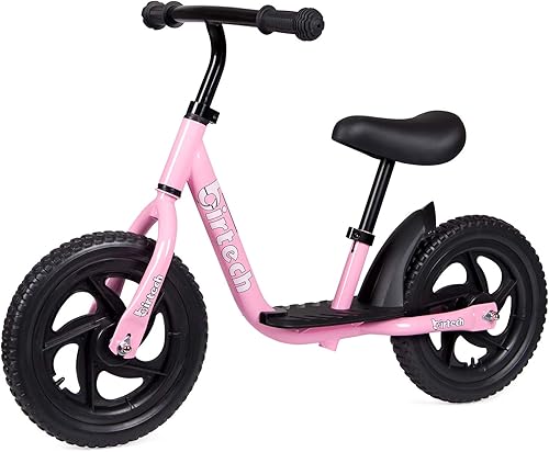 Birtech Bicicleta de equilibrio para niños de 2 a 5 años, bicicleta de entrenamiento sin pedal de 12 pulgadas con altura de asiento ajustable,