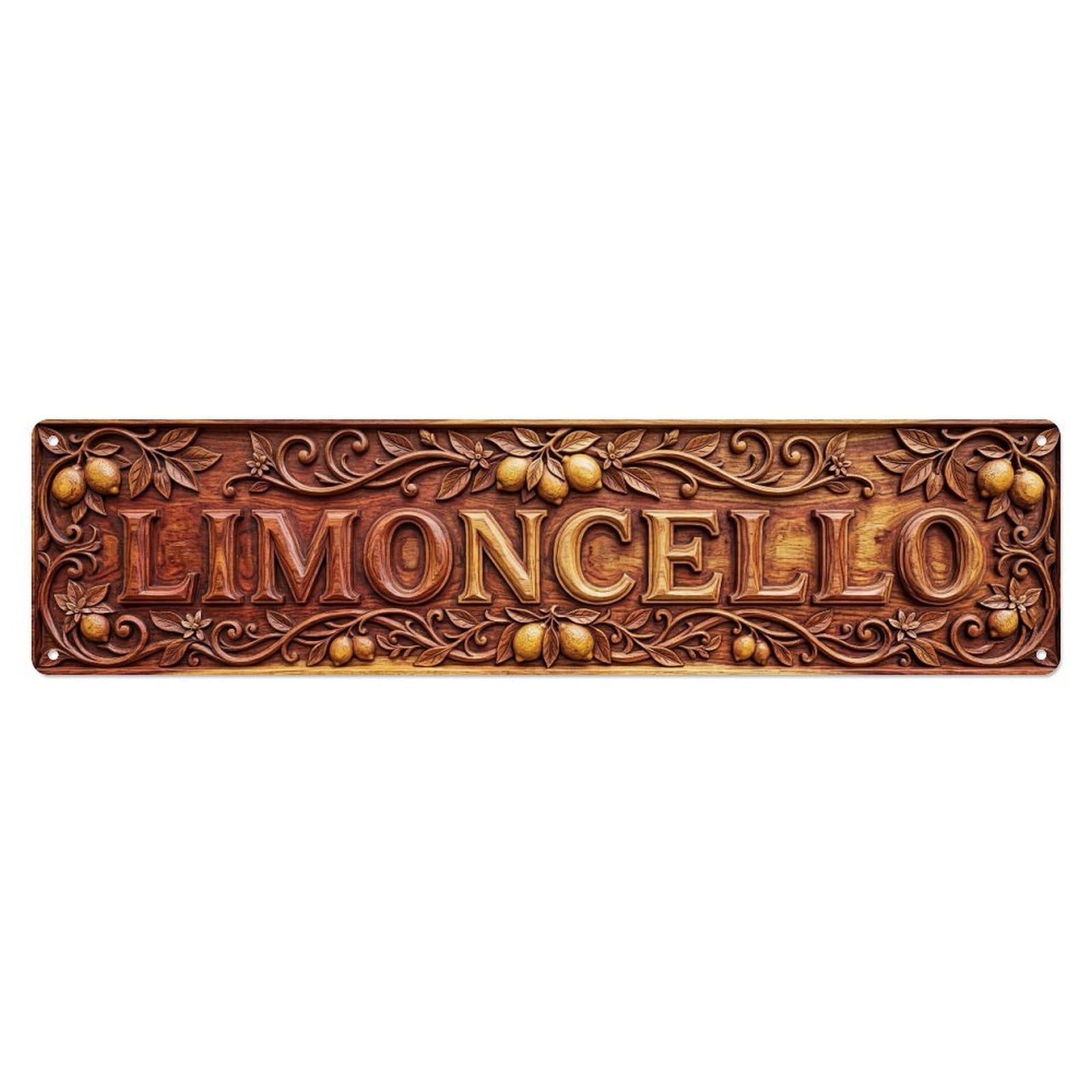 Limoncello Carved Rosewood Kitchen Metal Tin Skinny Sign Plaque Wall Decor for Cafe, Club Bar, Office, Home Garden Metal Poster 4x16Inch