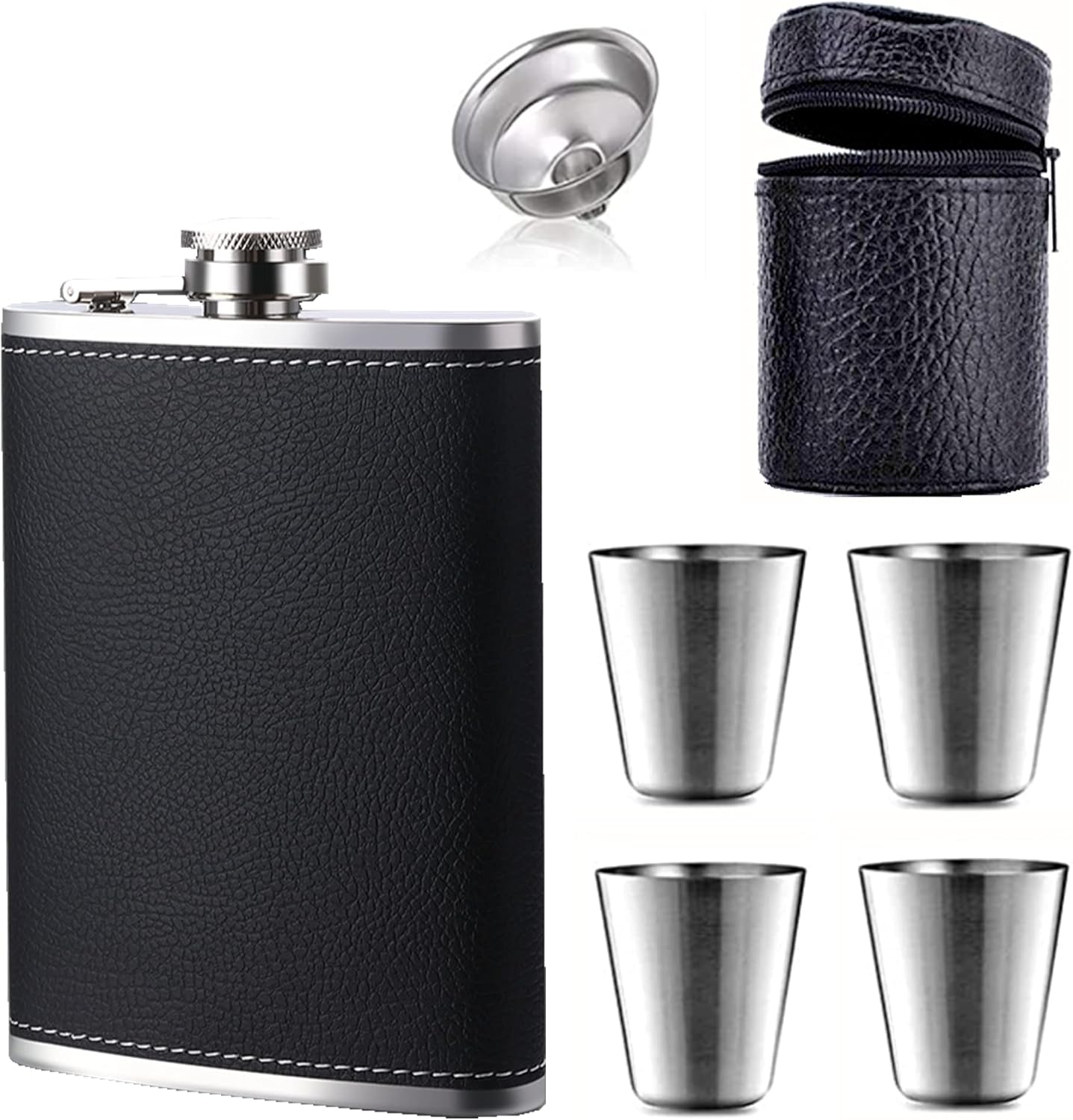 Flask 8oz,304 (18/8) Stainless Steel flask Black Leak