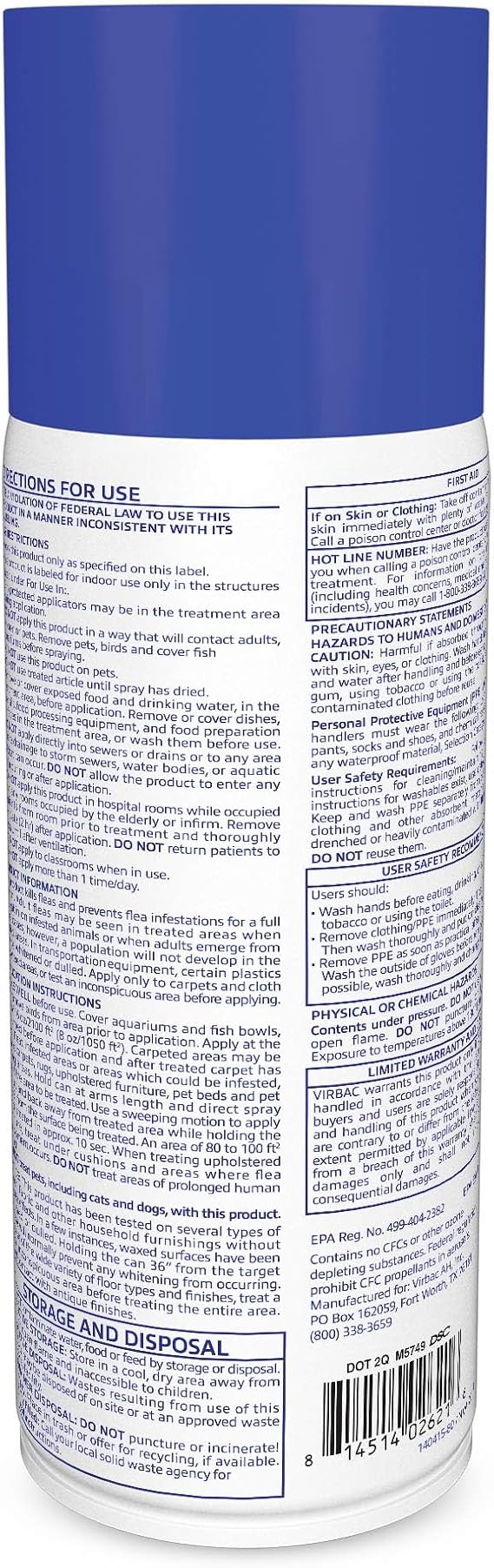Virbac Knockout ES Area Treatment Carpet Spray for Fleas and Ticks 16 oz