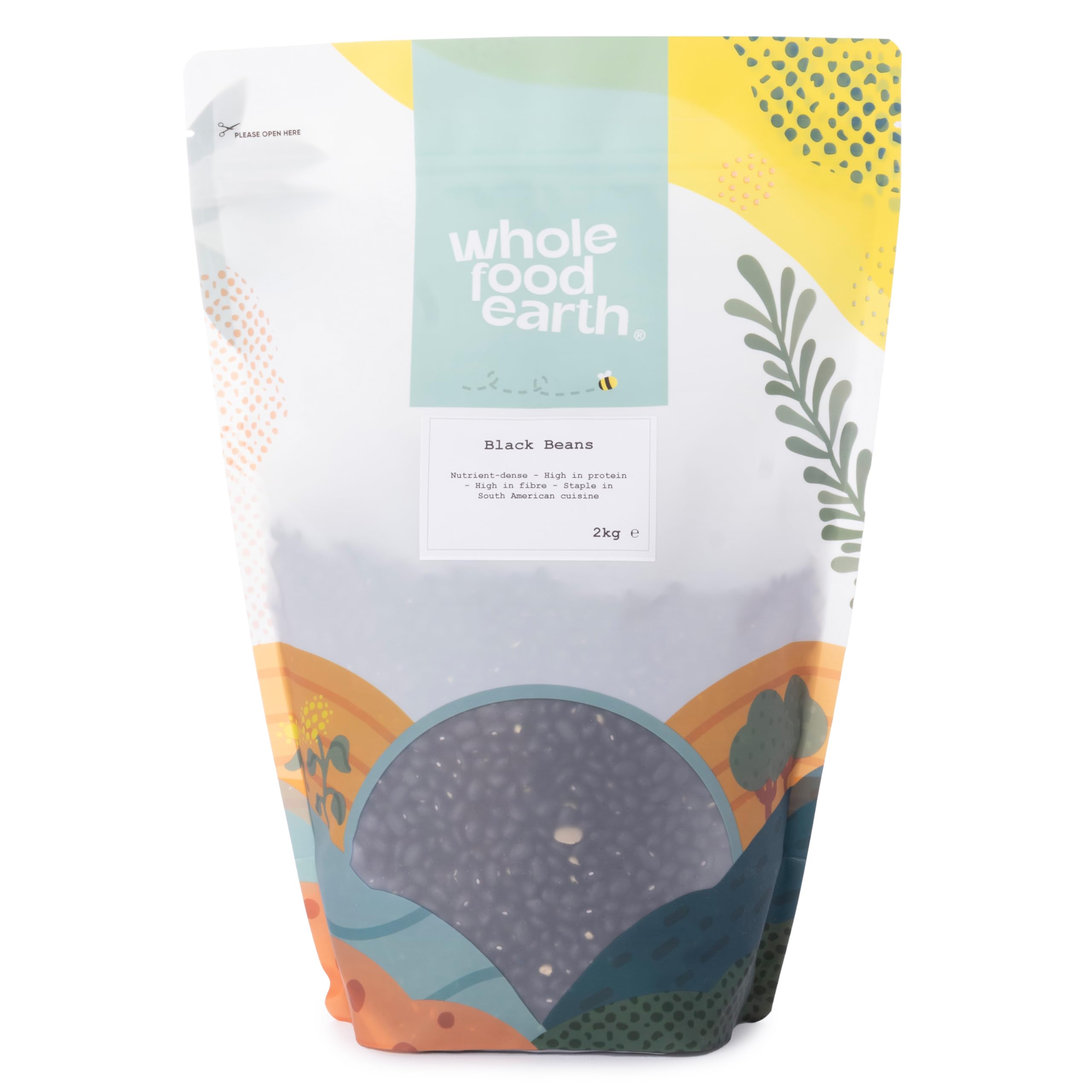 Wholefood Earth Black Beans 2 kg | GMO Free | Natural | High Fibre | High Protein