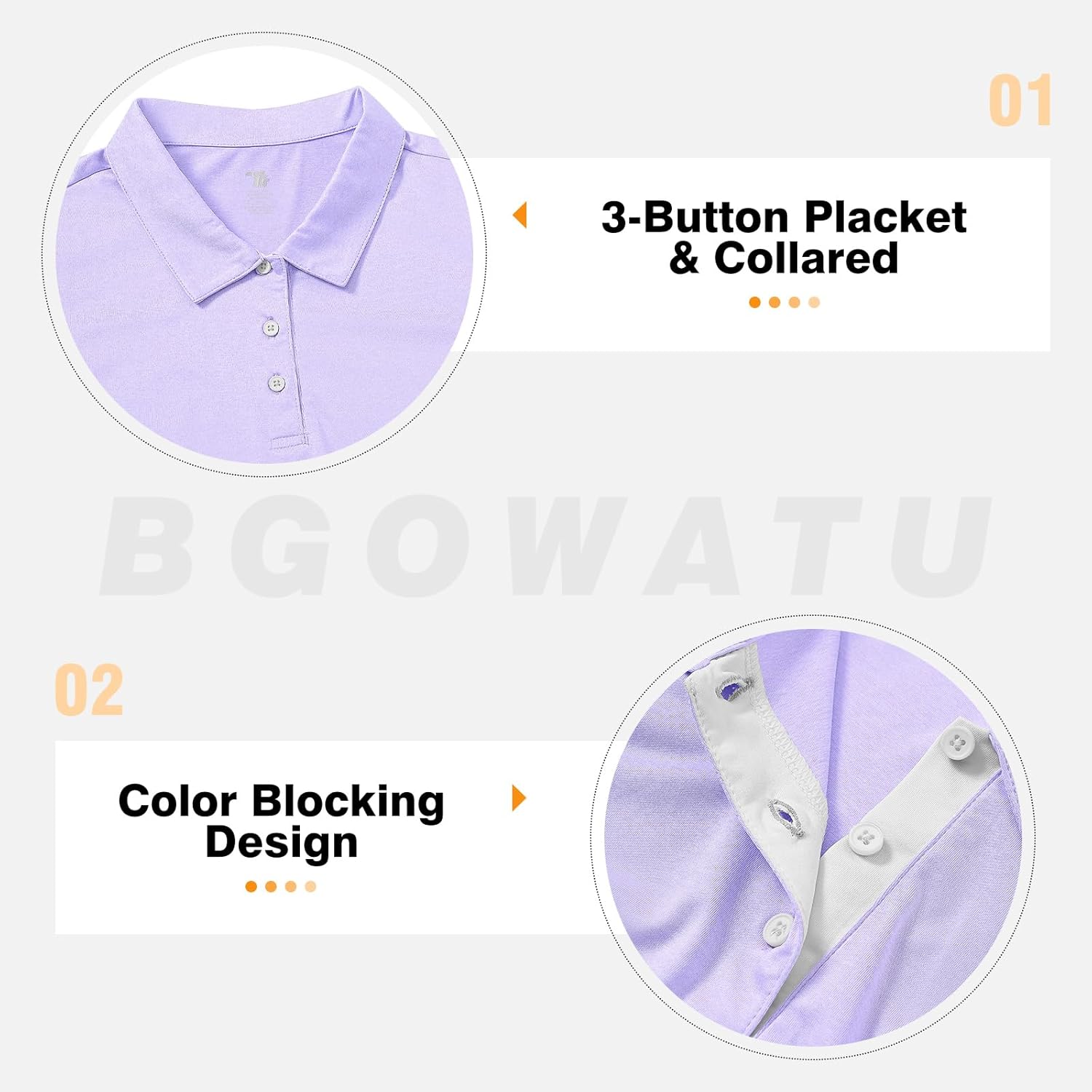 BGOWATU Women's Golf Shirts Sleeveless Polo Shirts Collared 3 Buttons Tennis Tank Tops UV Protection Quick Dry - Image 6